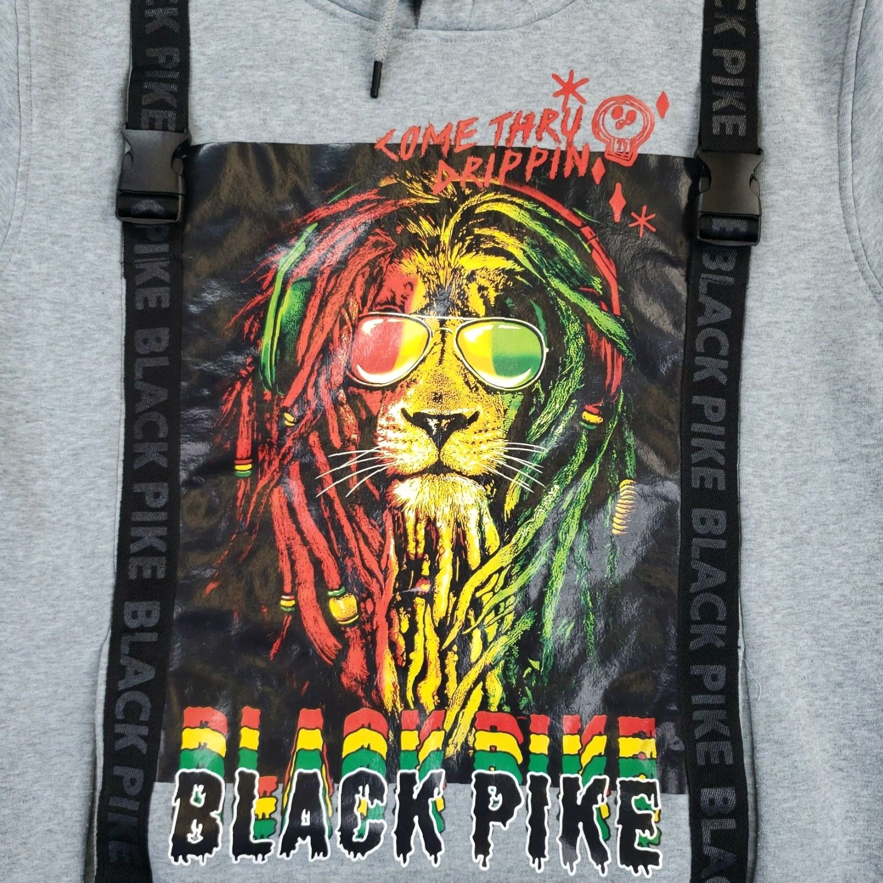 Vintage Black Pike Hoodie Mens Large Gray Graphic Rasta Lion Hooded Long Sleeve Shirt Men Large Gray Graphic Lion Hooded Sweatshirt Size US L / EU 52-54 / 3 - 2 Thumbnail