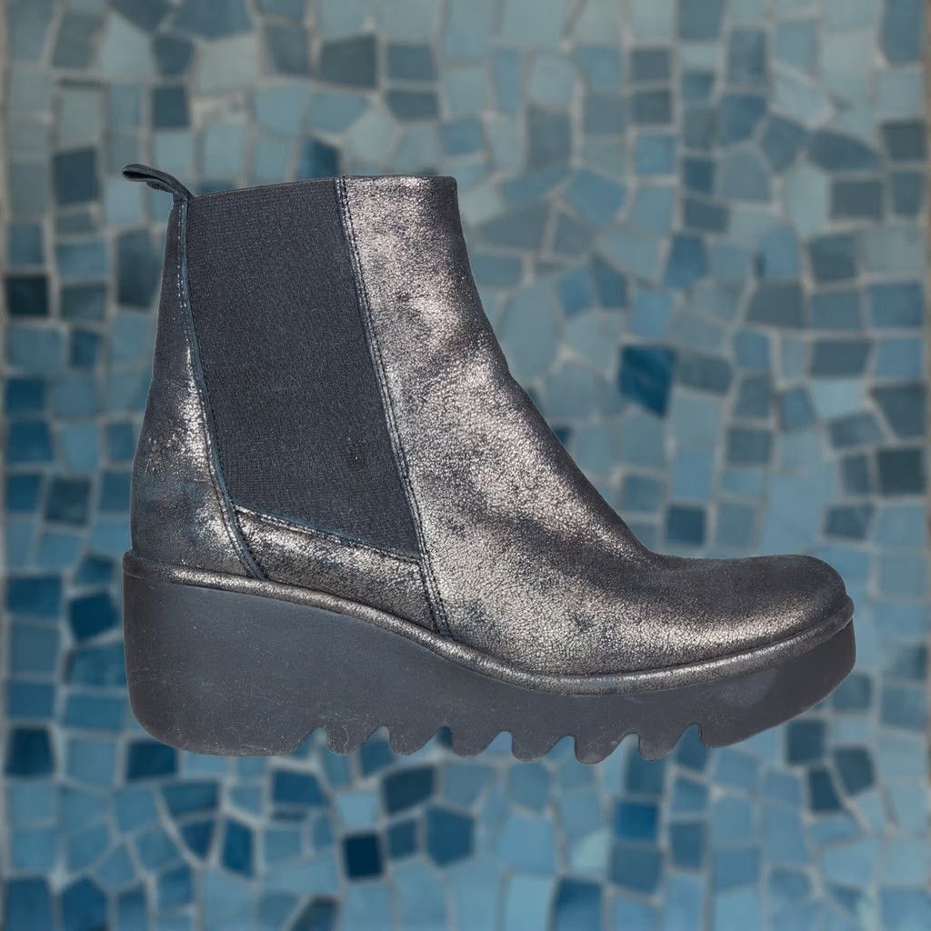 Fly London Fly London Bagu Classic Wedge Chelsea Ankle Boots Graphite Leather Women US 9.5 Shoes Size ONE SIZE - 1 Thumbnail