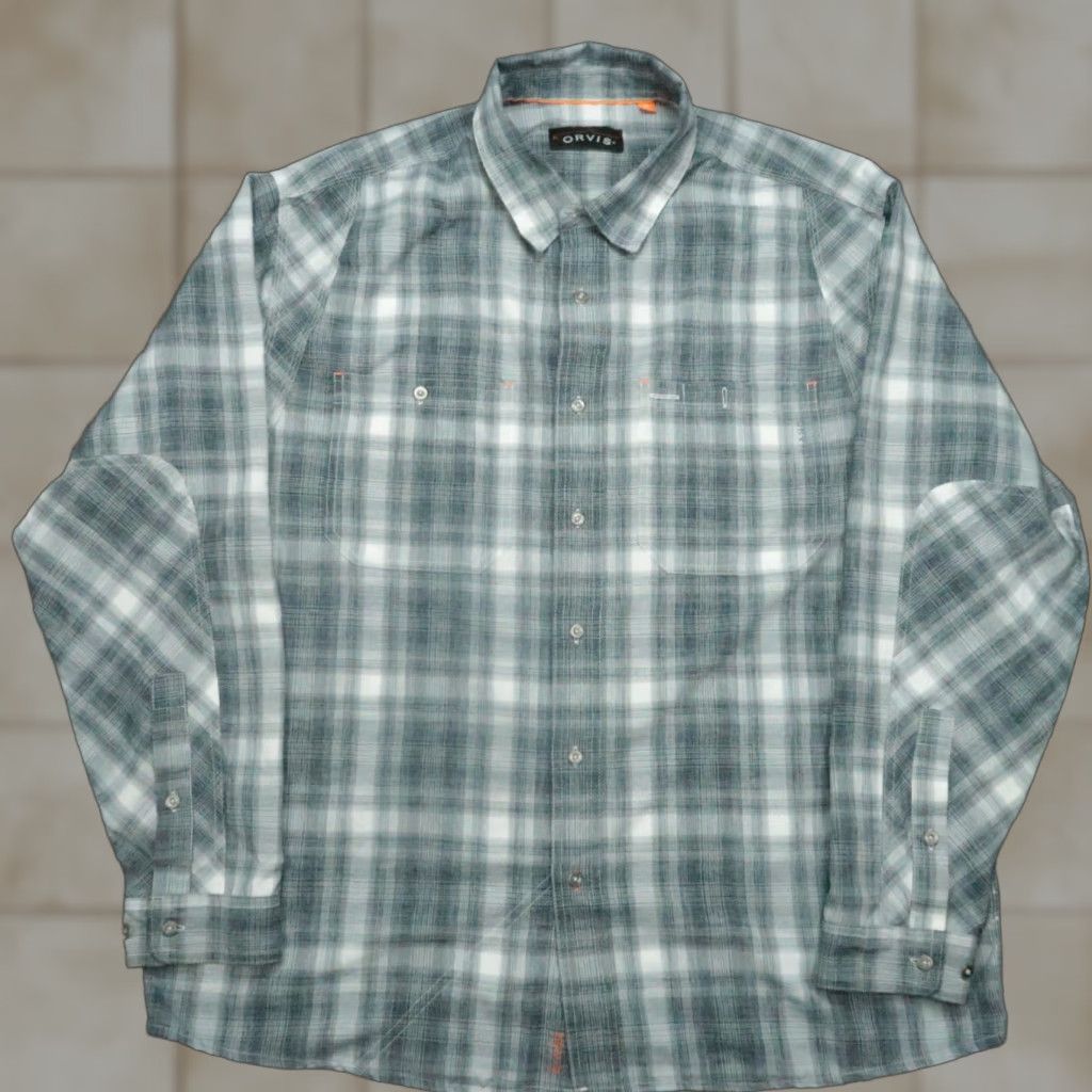 Orvis Orvis Shirt Men Extra Large Gray White Plaid Fishing Long Sleeve Button Size US XL / EU 56 / 4 - 1 Thumbnail