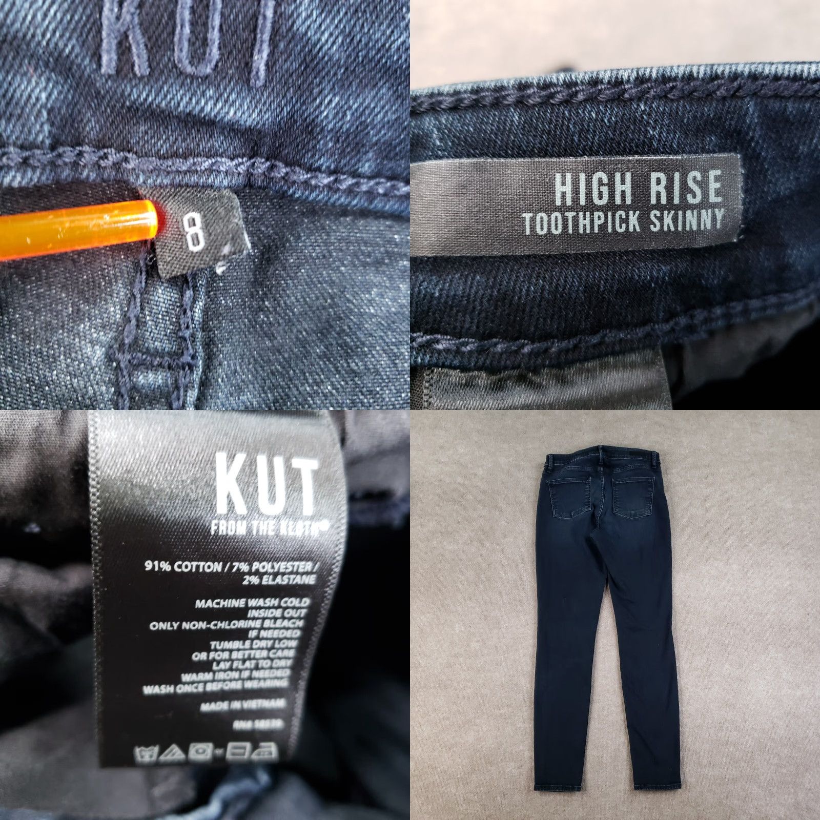 Vintage KUT from the Kloth Jeans Women Size 8 Blue Toothpick Skinny Ankle Stretch Size 30" / US 8 / IT 44 - 9 Thumbnail
