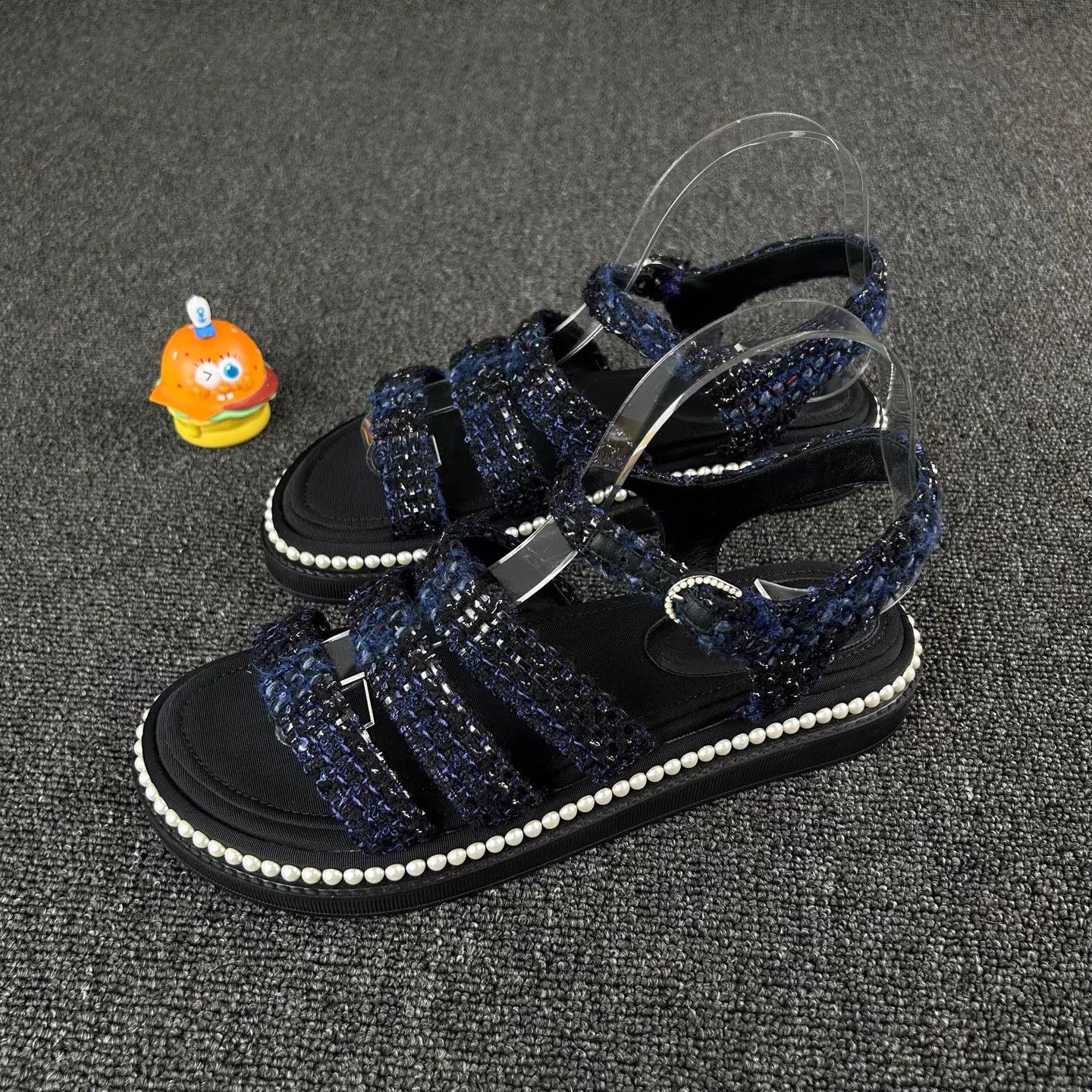 Chanel Chanel Women's Pearl Blue Woven Sandals 38.5 Size US 8 / IT 38 - 1 Thumbnail
