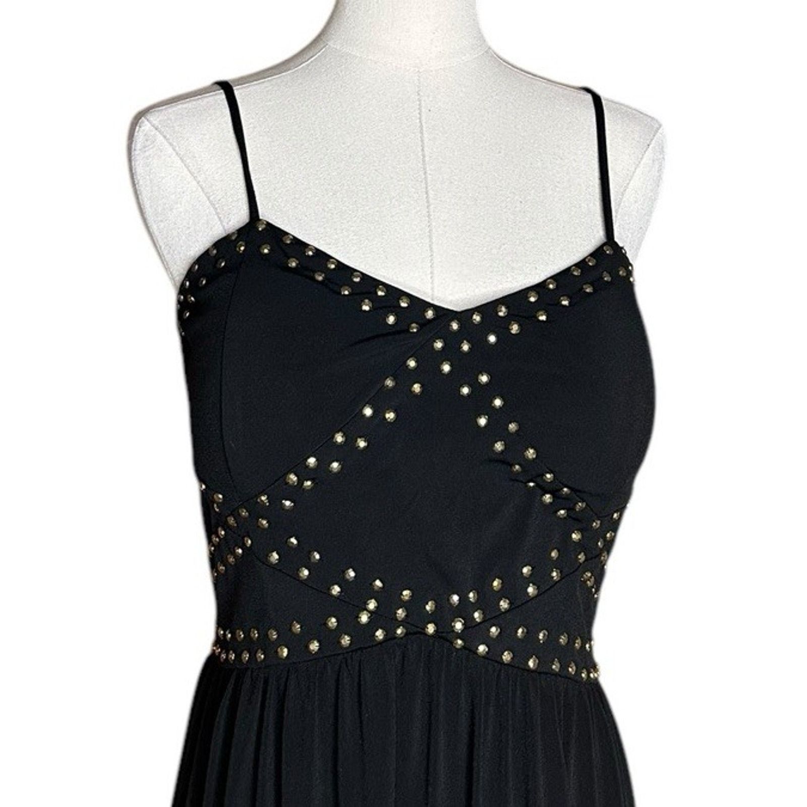 Other Venus Solid Black Sleeveless Long Studded Tank Maxi Dress M Size M / US 6-8 / IT 42-44 - 2 Thumbnail