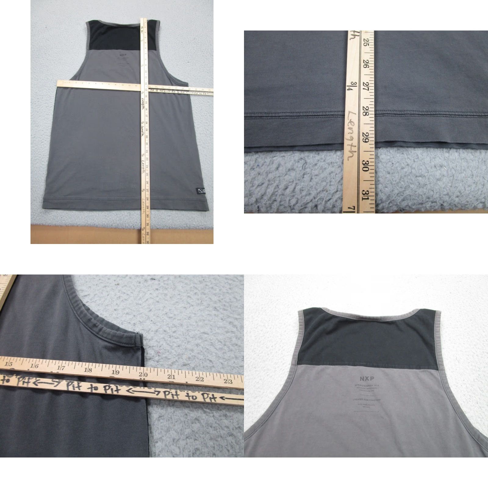 Vintage NXP Tank Top Shirt Mens L Gray Sleeveless Cotton Jersey Activewear '90s Rock Style Mens Large Gray Fund? Size US L / EU 52-54 / 3 - 8 Thumbnail