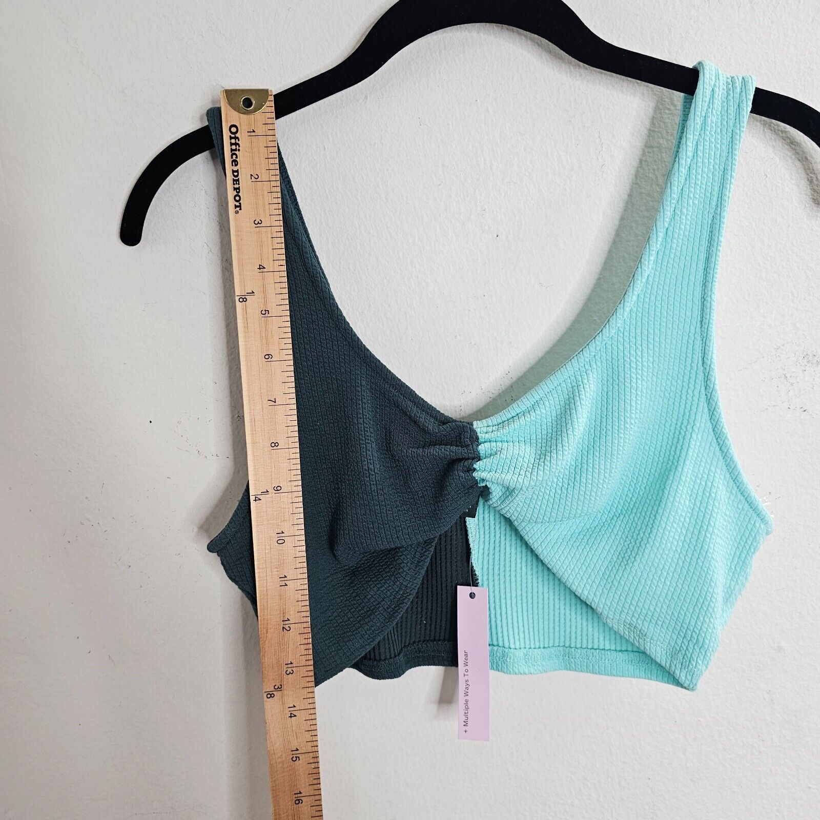 Other NWT Teal & Black Front Ruche Stretch Scoop Crop Bralette M Size M / US 6-8 / IT 42-44 - 2 Thumbnail