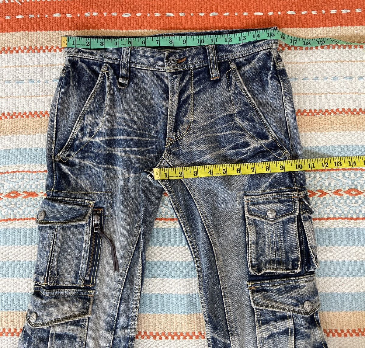 Nicole Club Vintage 90s🔥NICOLE CLUB🔥Bondage 3D Pocket Flare Cargo Jeans Size US 31 - 7 Thumbnail
