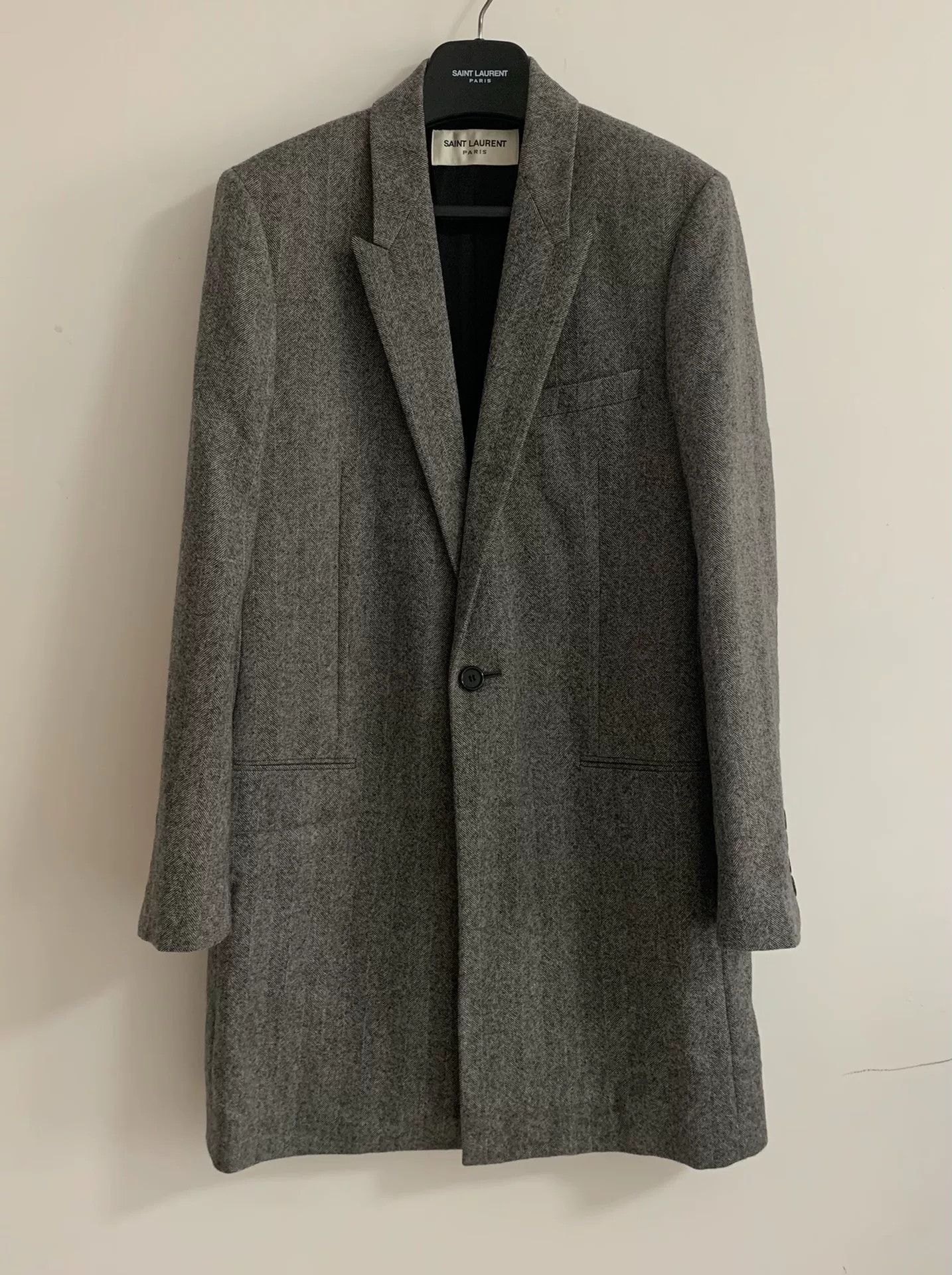 Saint Laurent Paris Saint Laurent 17FW Gray Herringbone Coat Size US M / EU 48-50 / 2 - 1 Thumbnail