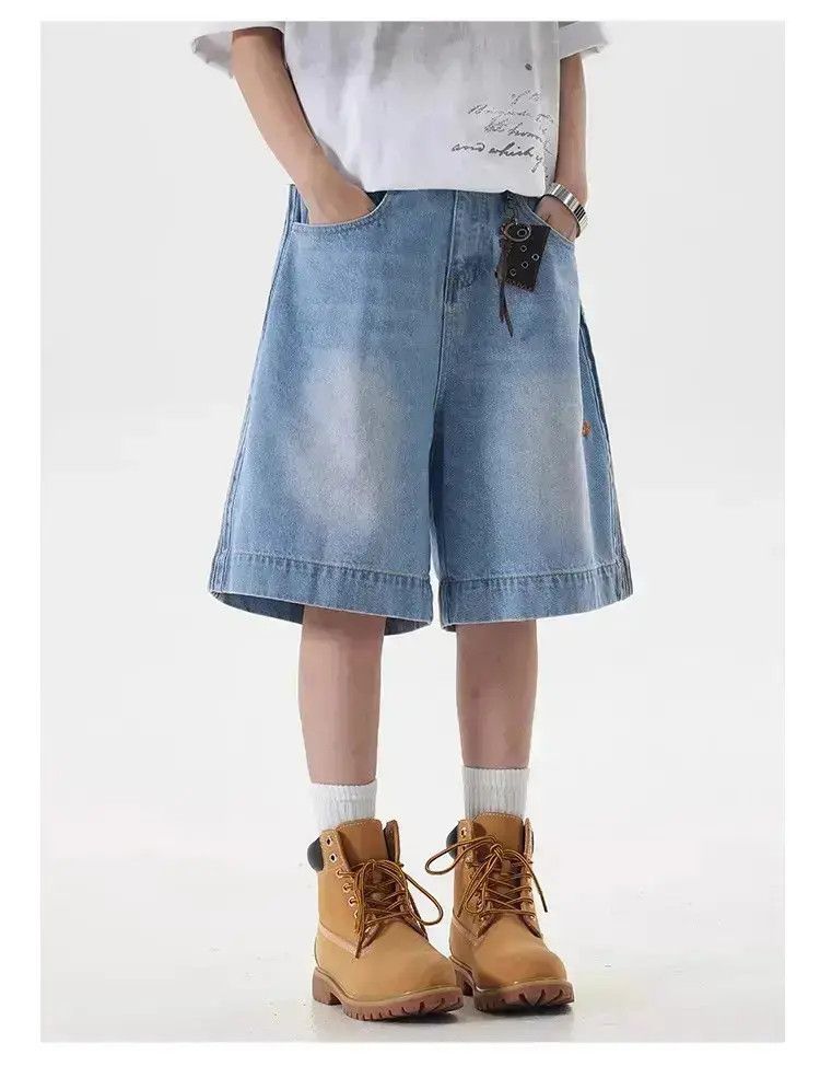Japanese Brand Retro side striped wide leg denim shorts Size US 30 / EU 46 - 1 Thumbnail