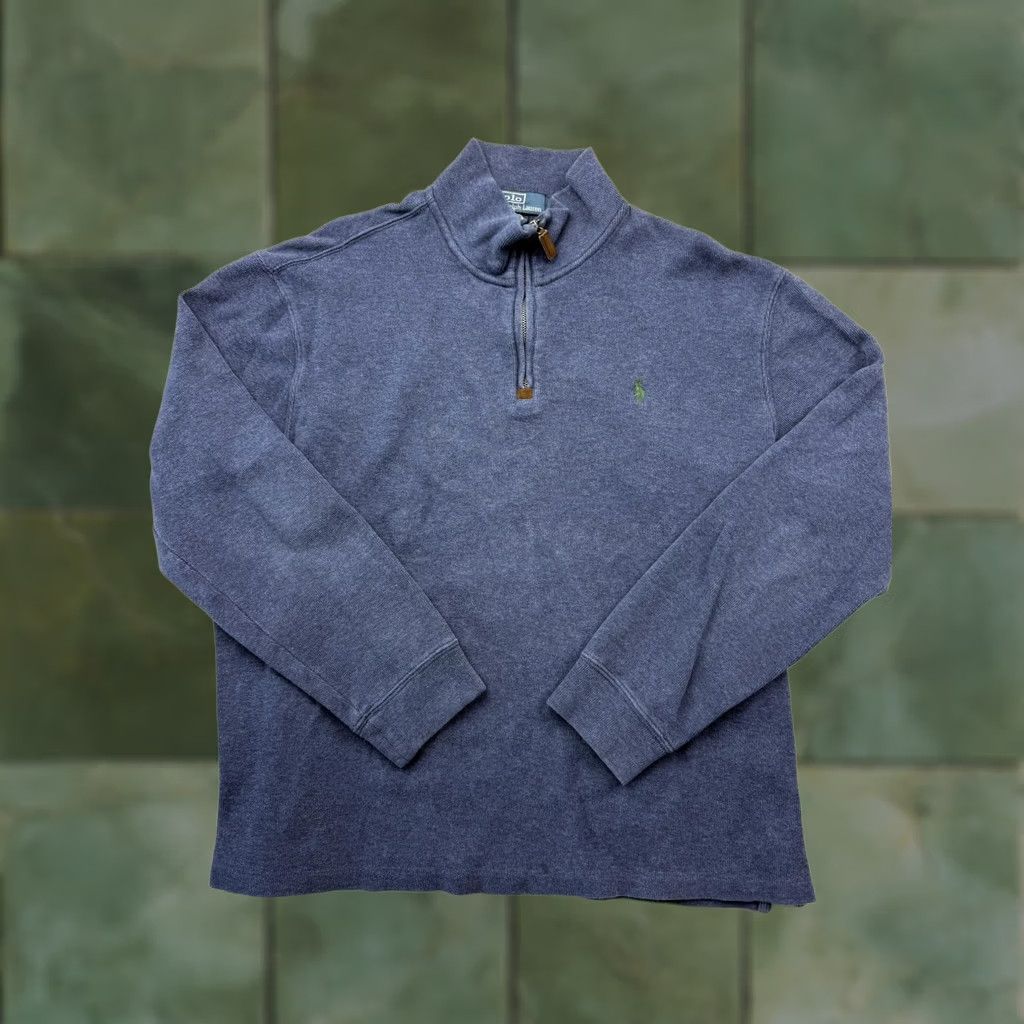 Polo Ralph Lauren Polo Ralph Lauren Sweater Mens Large Blue Quarter Zip Mock Neck Cotton Pullover Size US L / EU 52-54 / 3 - 1 Thumbnail