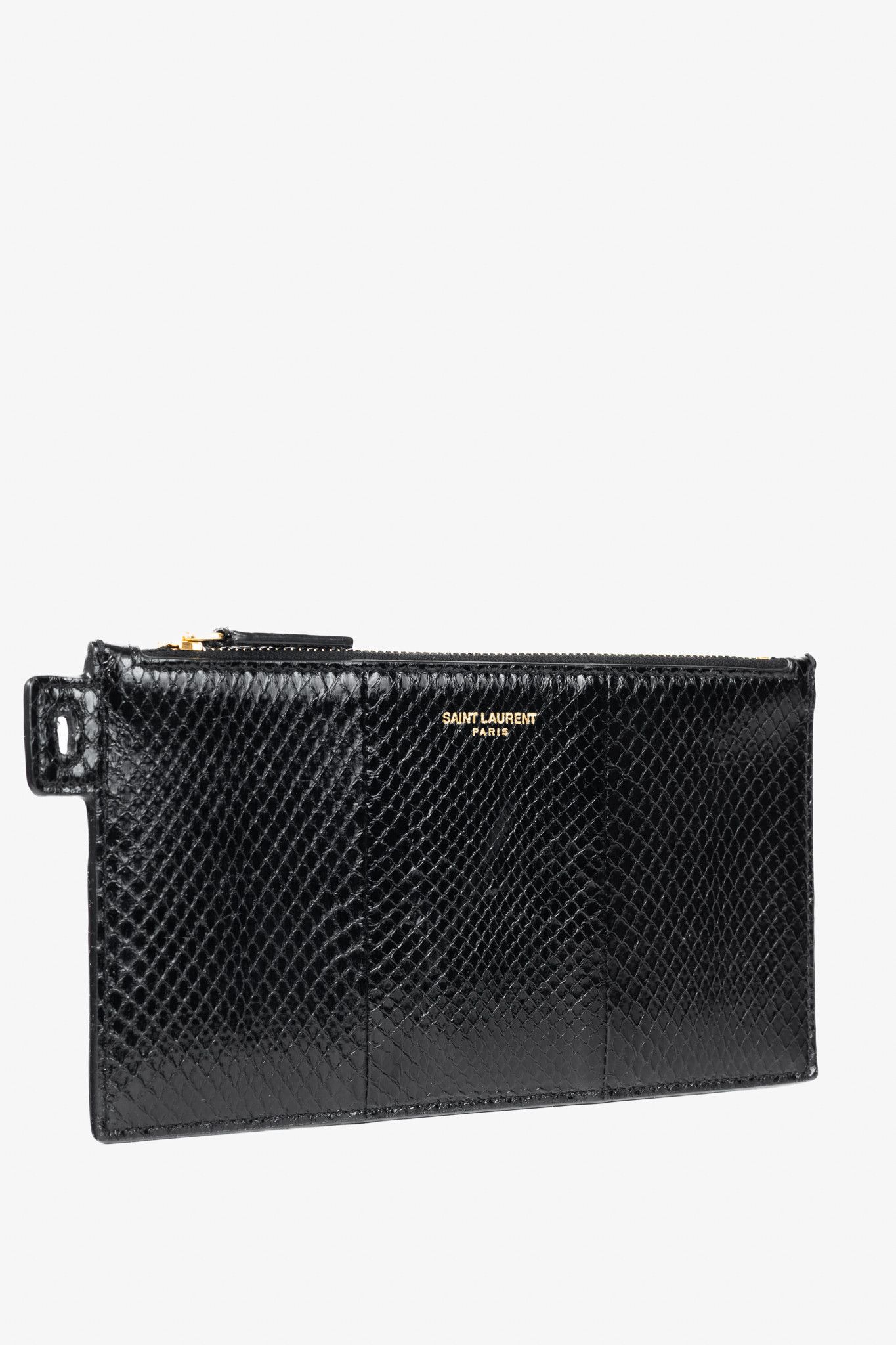 Saint Laurent Paris Saint Laurent Black Snakeskin Flat Wallet Size ONE SIZE - 2 Thumbnail