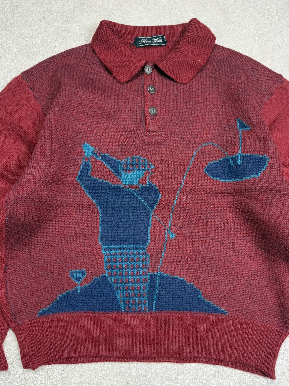 Vintage Vintage 90s Knitted Polo Sweater Golfer Graphic Size US S / EU 44-46 / 1 - 3 Thumbnail