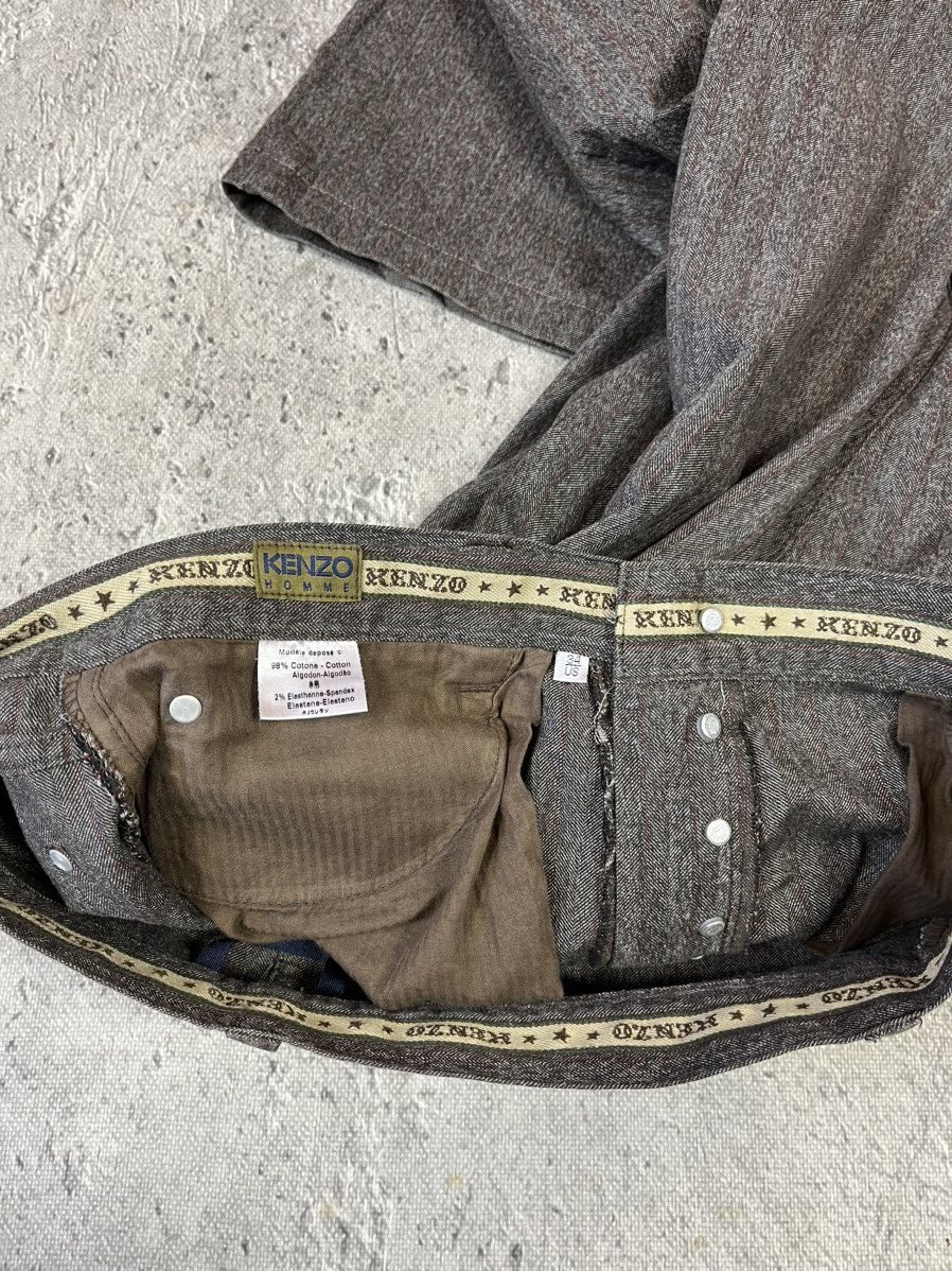 Kenzo × Vintage Kenzo Homme - Vintage Stripes Brown Pants Regular Fit 34 Size US 34 / EU 50 - 8 Thumbnail