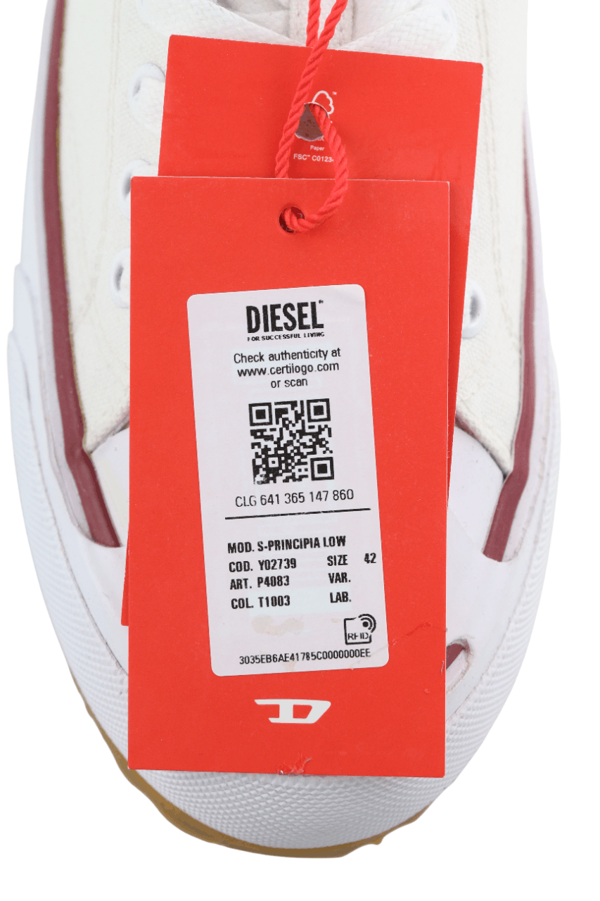 Diesel S-PRINCIPIA LOW EU42 White Lace Low Top Logo 40549 Size US 9 / EU 42 - 14 Thumbnail