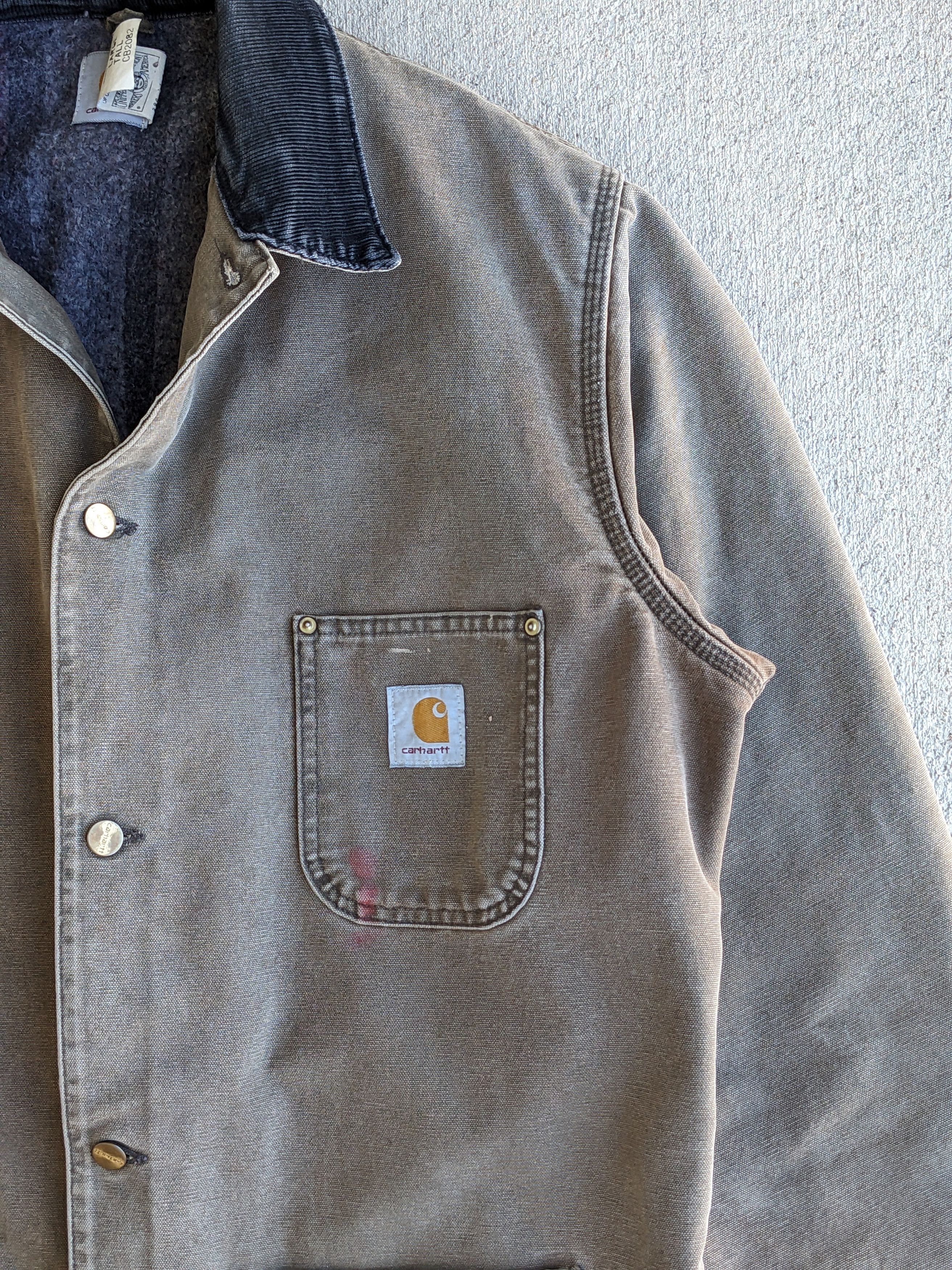 Carhartt × Vintage Vintage 90s Carhartt Chore Coat Tall Union Made in the USA Size US L / EU 52-54 / 3 - 4 Thumbnail