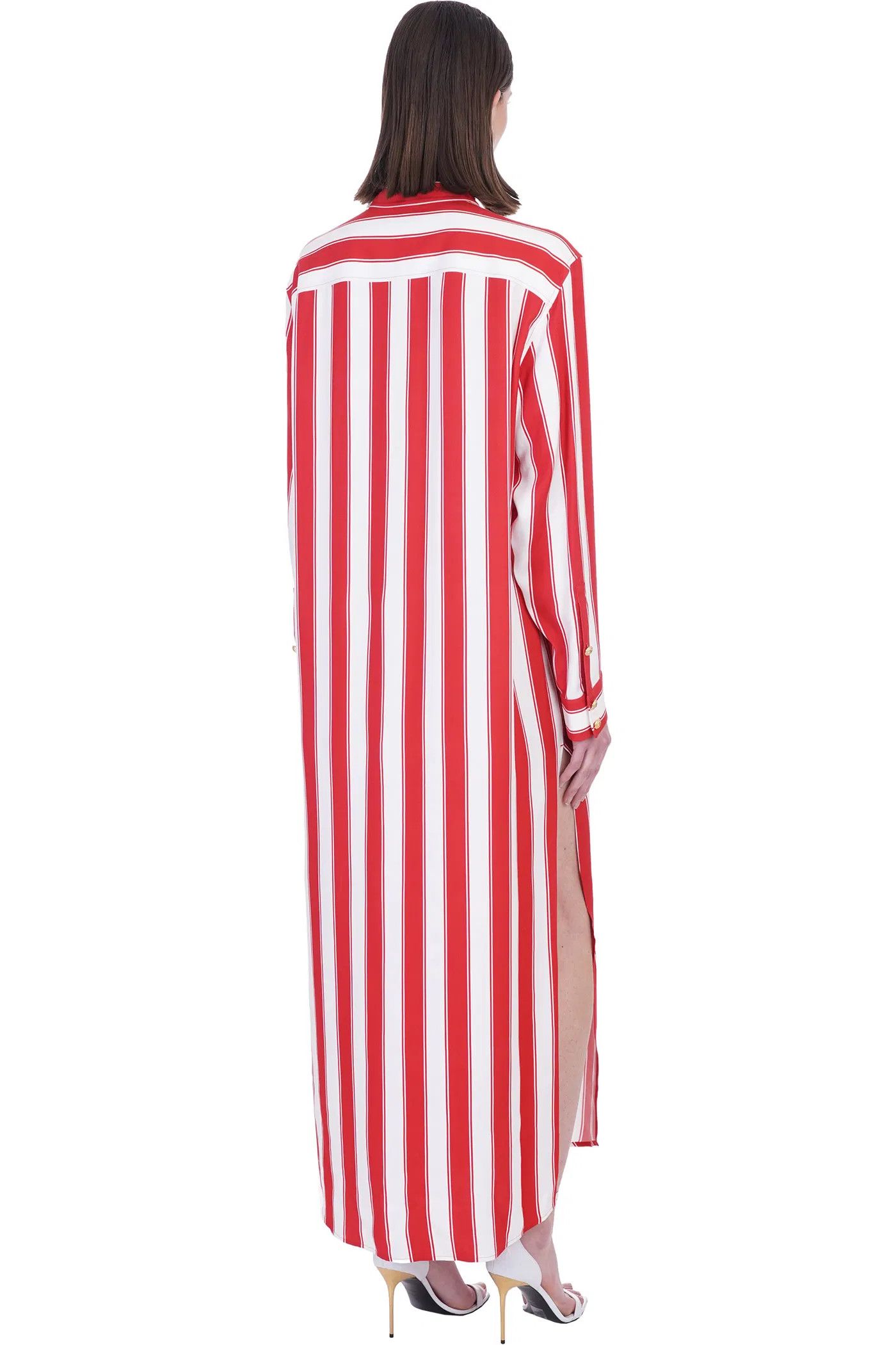 Balmain o1y0525 Maxi Dress in Red/White Size S / US 4 / IT 40 - 3 Thumbnail