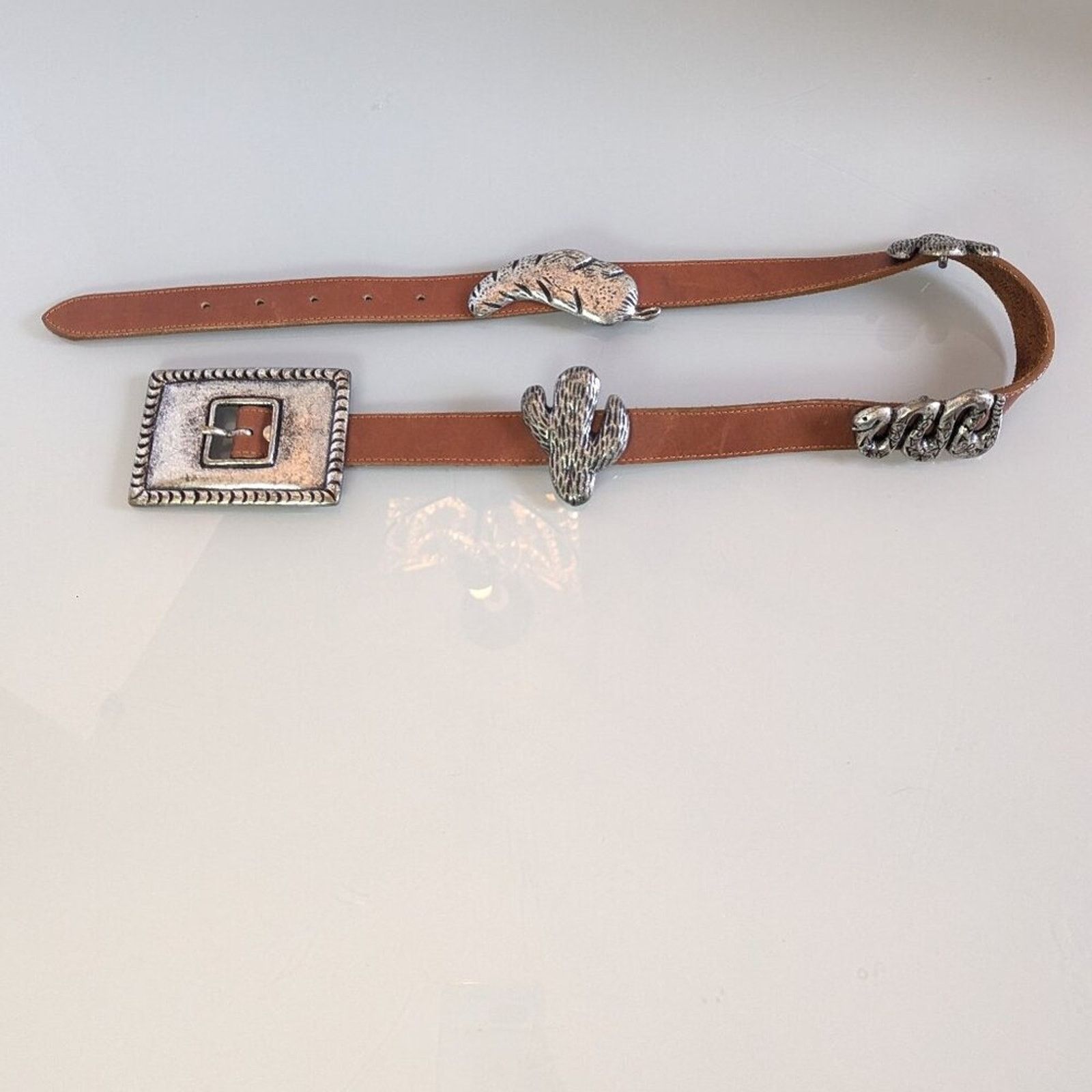 Guess Guess Vintage Leather Belt Metal Cactus Snake Chili Pepper Size ONE SIZE - 11 Thumbnail