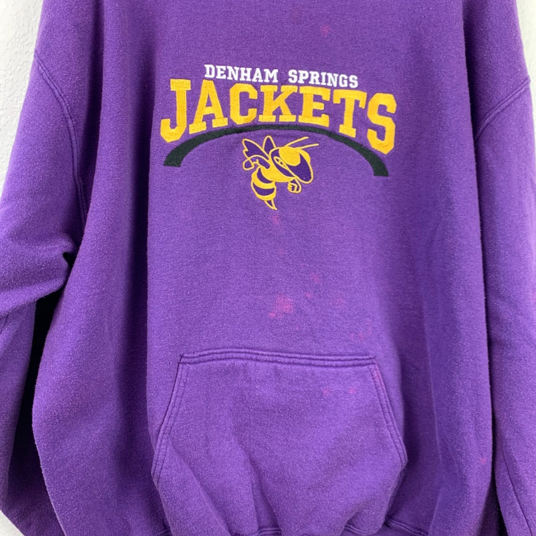 Holloway Denham Springs Yellow Jackets Holloway Purple Hoodie Mens 2XL 2XL Hoodie Pullover Hooded Cotton Blend Purple Sweatshirt Graphic Print Size US XXL / EU 58 / 5 - 4 Thumbnail