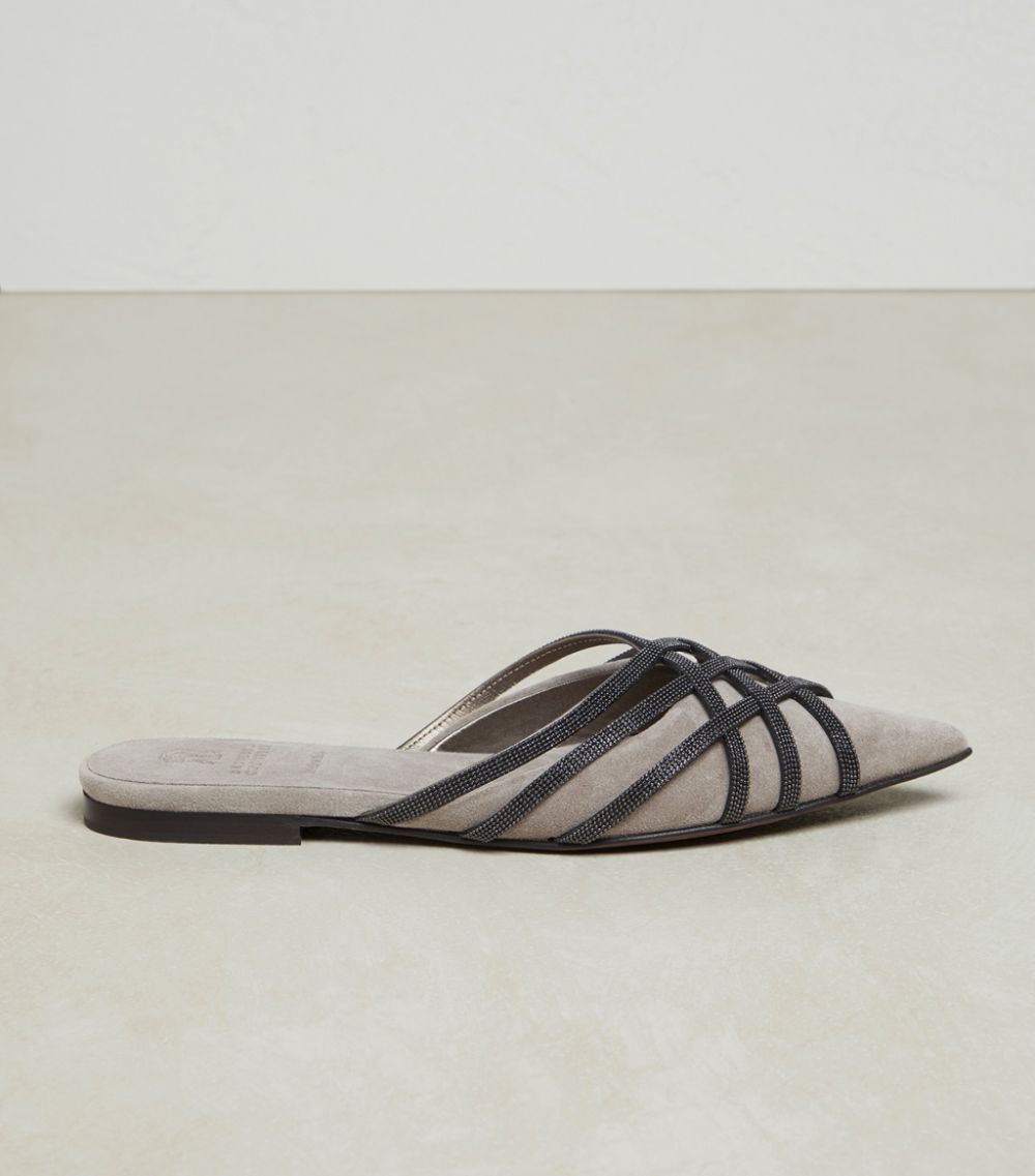 image of Brunello Cucinelli O1W1Db10524 Slippers In Open Grey, Women's (Size 11)