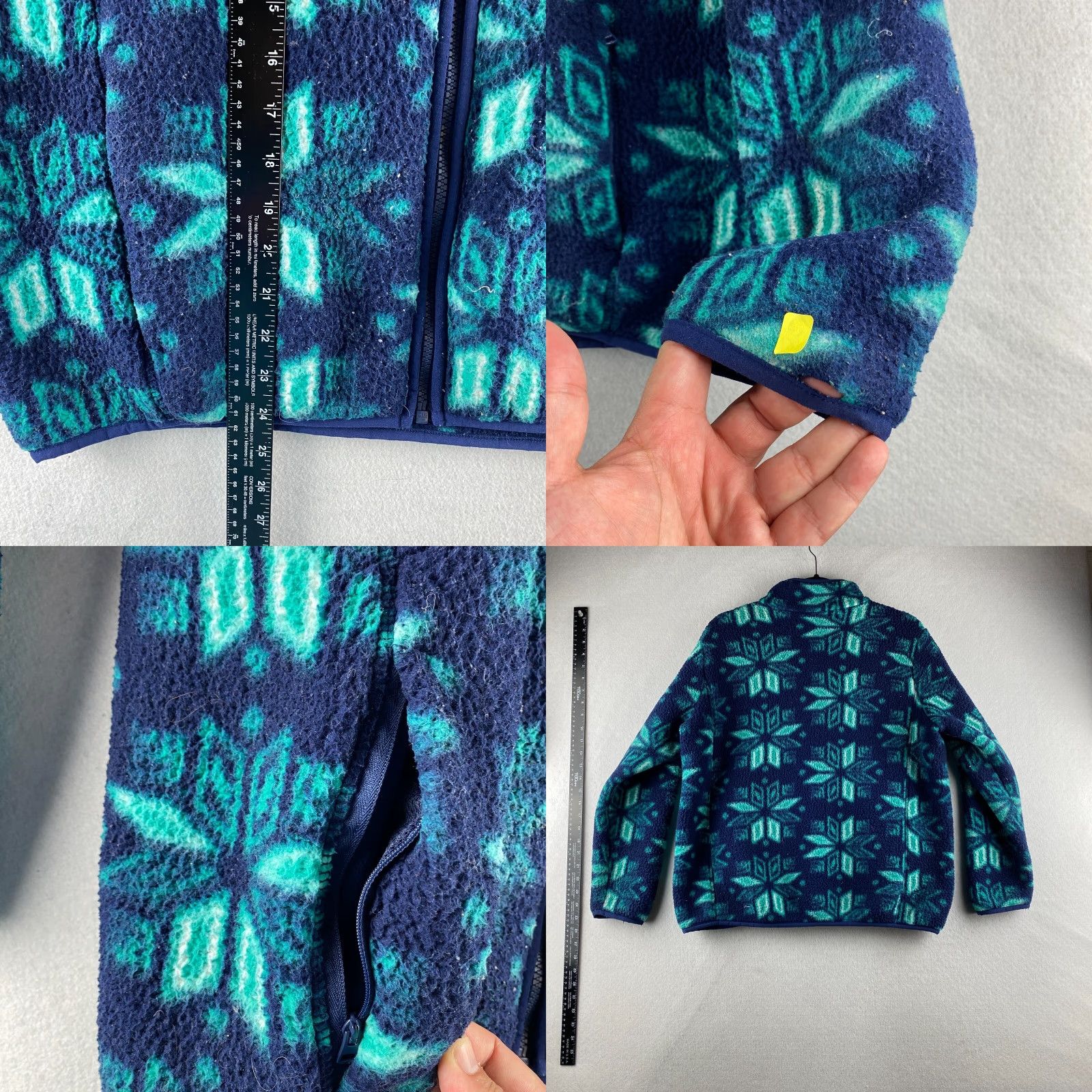 Lands' End Lands End Womens Large L Blue Full Zip Sweater Snowflake Aztec Pattern Shirt Size L / US 10 / IT 46 - 8 Thumbnail