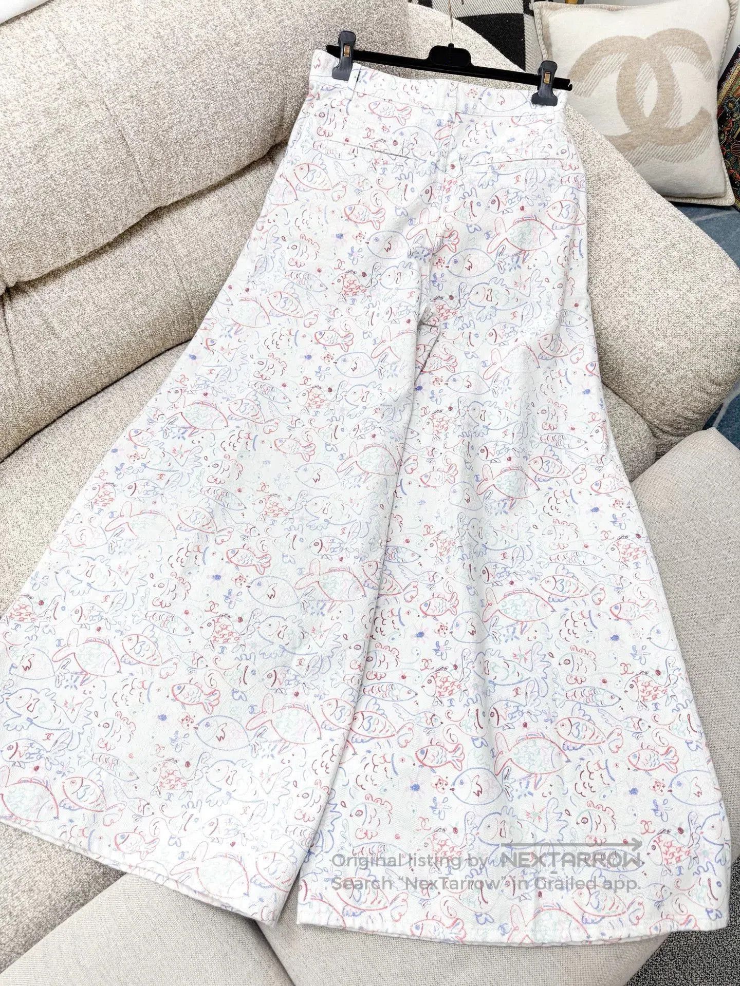 Chanel Chanel 25C Graffiti Fish Print Wide-Leg Pants. Size US 38 / EU 54 - 4 Thumbnail
