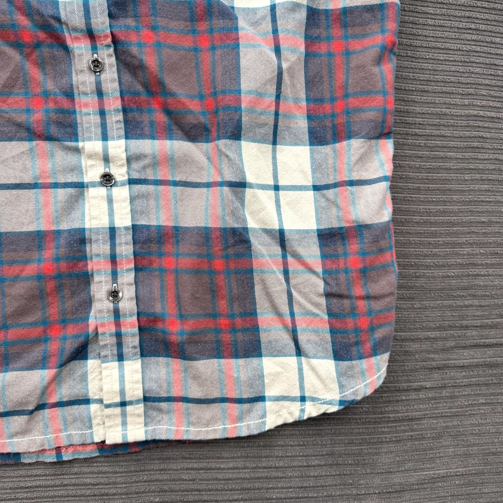 Prana prAna Shirt Mens Medium Blue Red Gray Plaid Button-Down Organic Cotton Blend Shirt Size US M / EU 48-50 / 2 - 7 Thumbnail