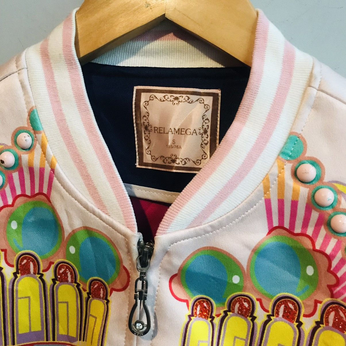 Japanese Brand × Vintage Japanese AOP Bubble Stud Bomber Size S / US 4 / IT 40 - 3 Thumbnail