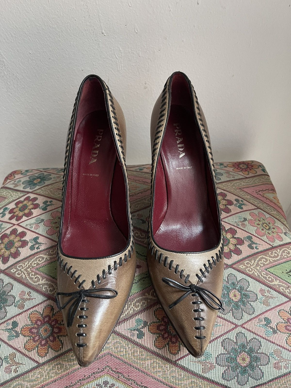 Prada Prada Leather Stitch Heels y2k Size US 7.5 / IT 37.5 - 1 Thumbnail