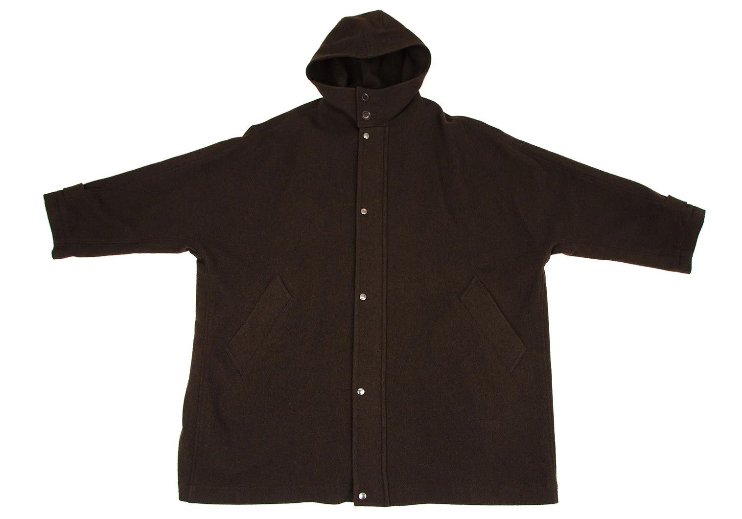 Yohji Yamamoto Blended Wool Doleman Hooded Coat in Dark Brown Size US L / EU 52-54 / 3 - 2 Thumbnail