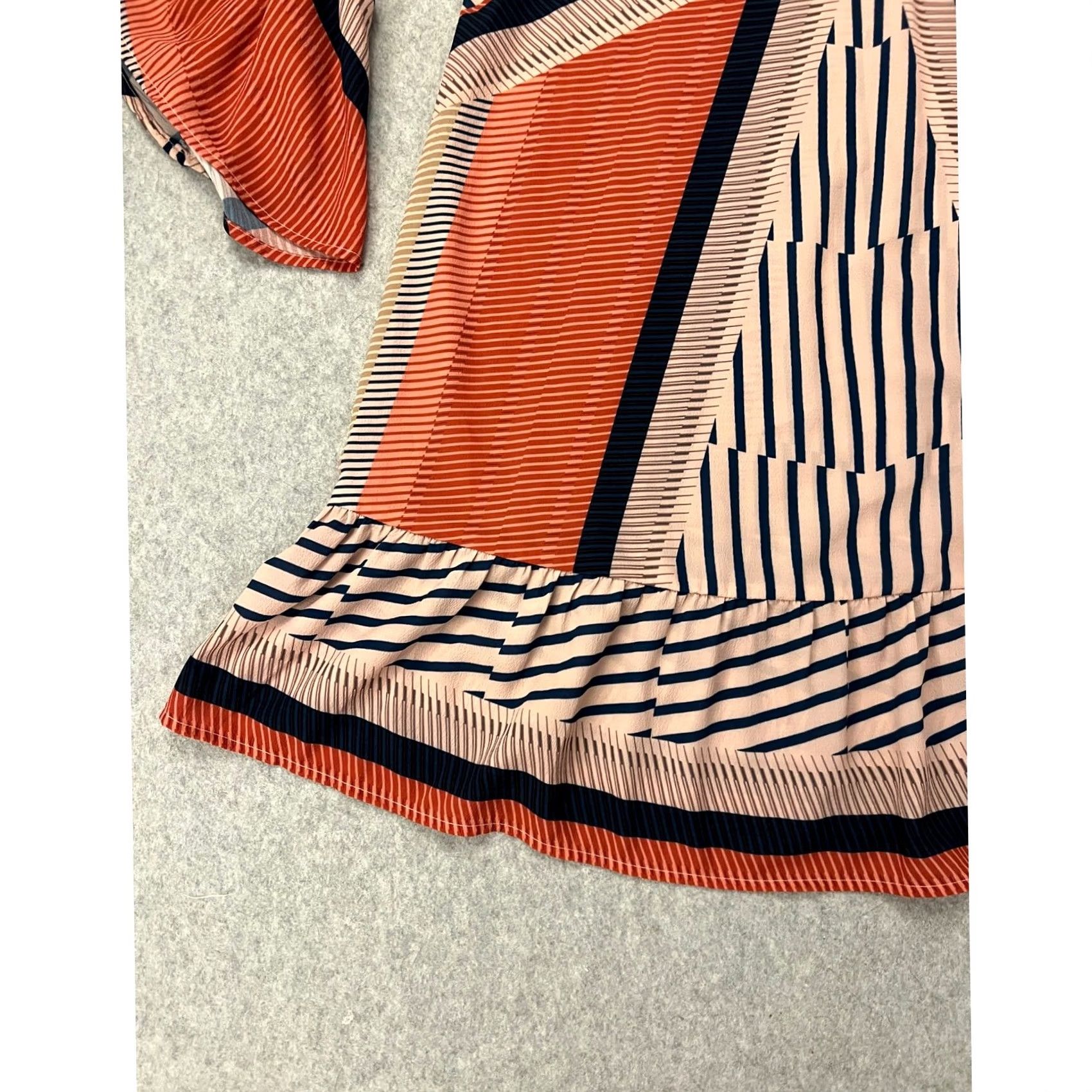 Bell Umgee Blouse Womens S Bell Sleeve Pinstripe Ruffled Multicolor Fall Spring Summer Winter Flowy V-Neck Size S / US 4 / IT 40 - 7 Thumbnail