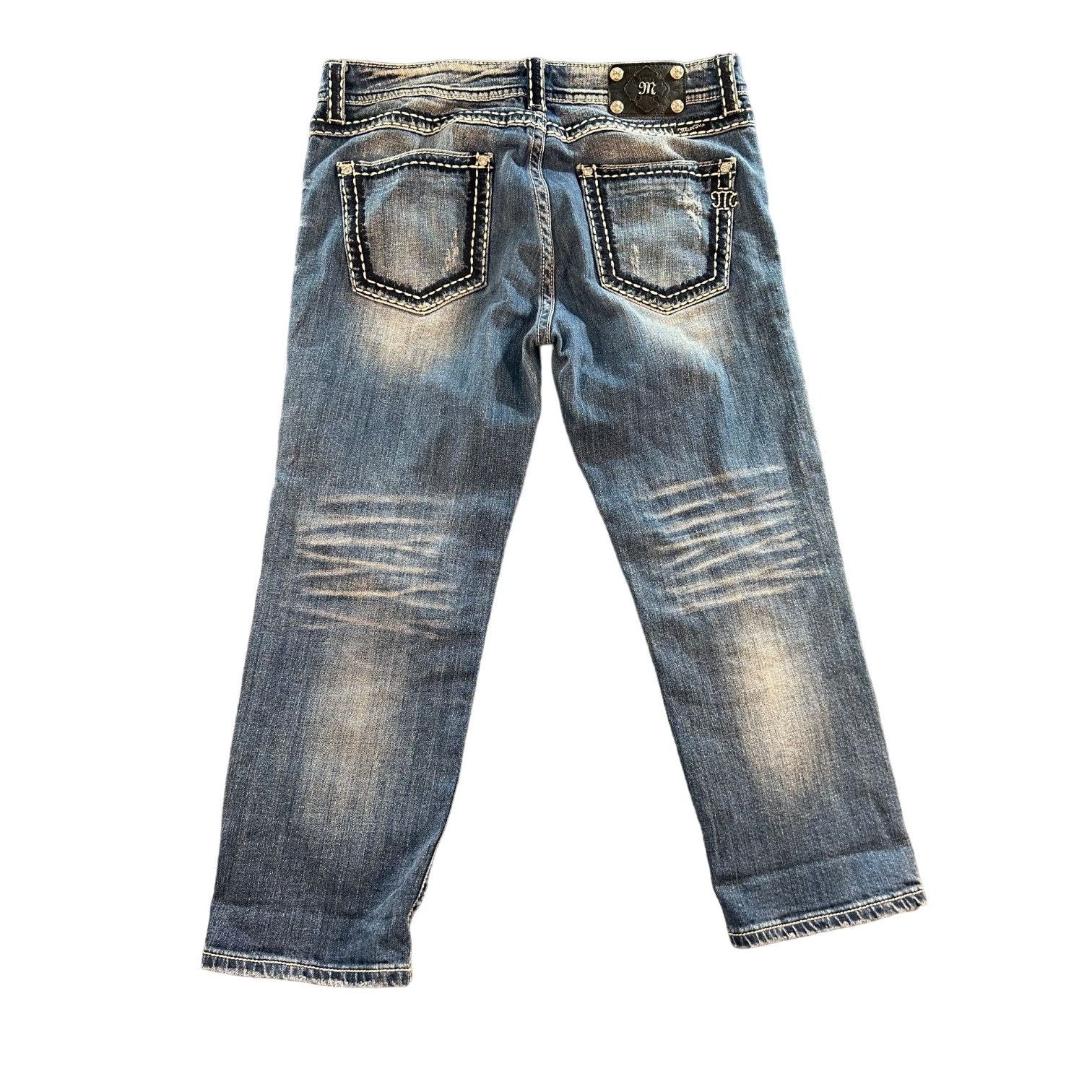 Miss Me Miss Me JPB5014 Boyfriend Jeans Women Sz 31 Embroidered Rhin Size 26" / US 2 / IT 38 - 3 Thumbnail