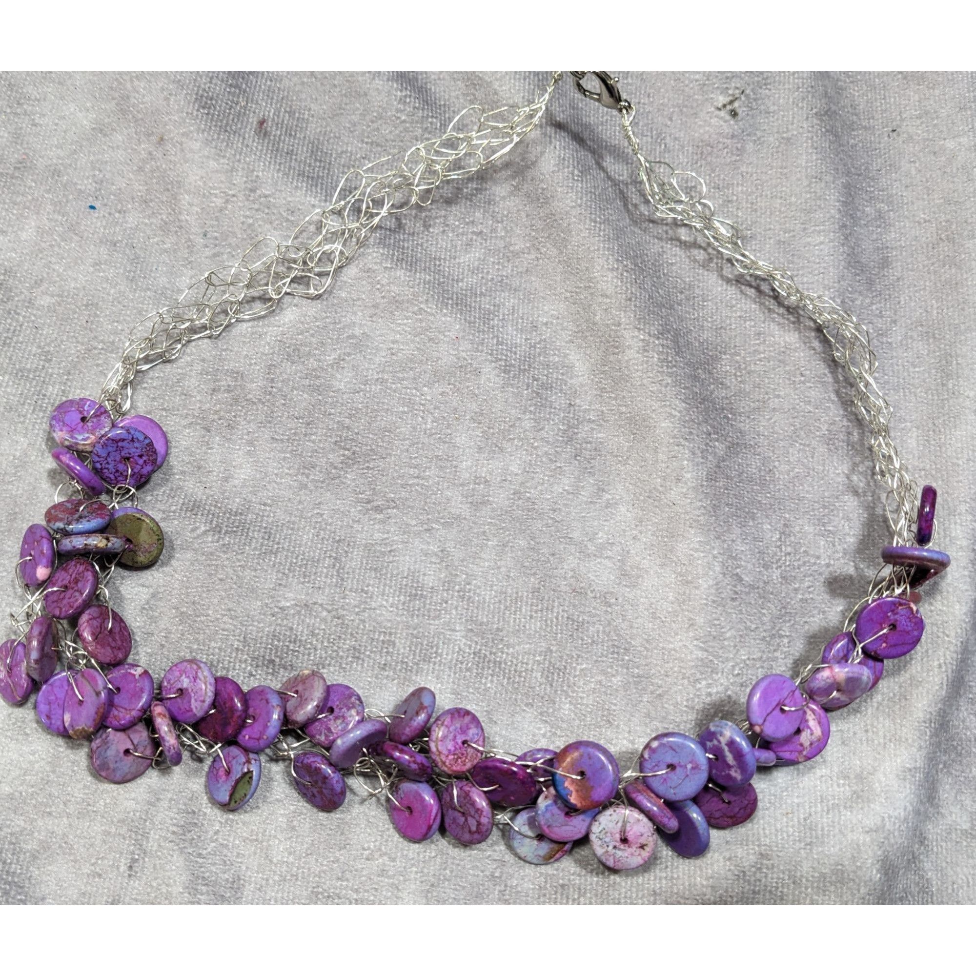 Other Handmade Purple Stone Beaded Statement Necklace Size ONE SIZE - 5 Thumbnail