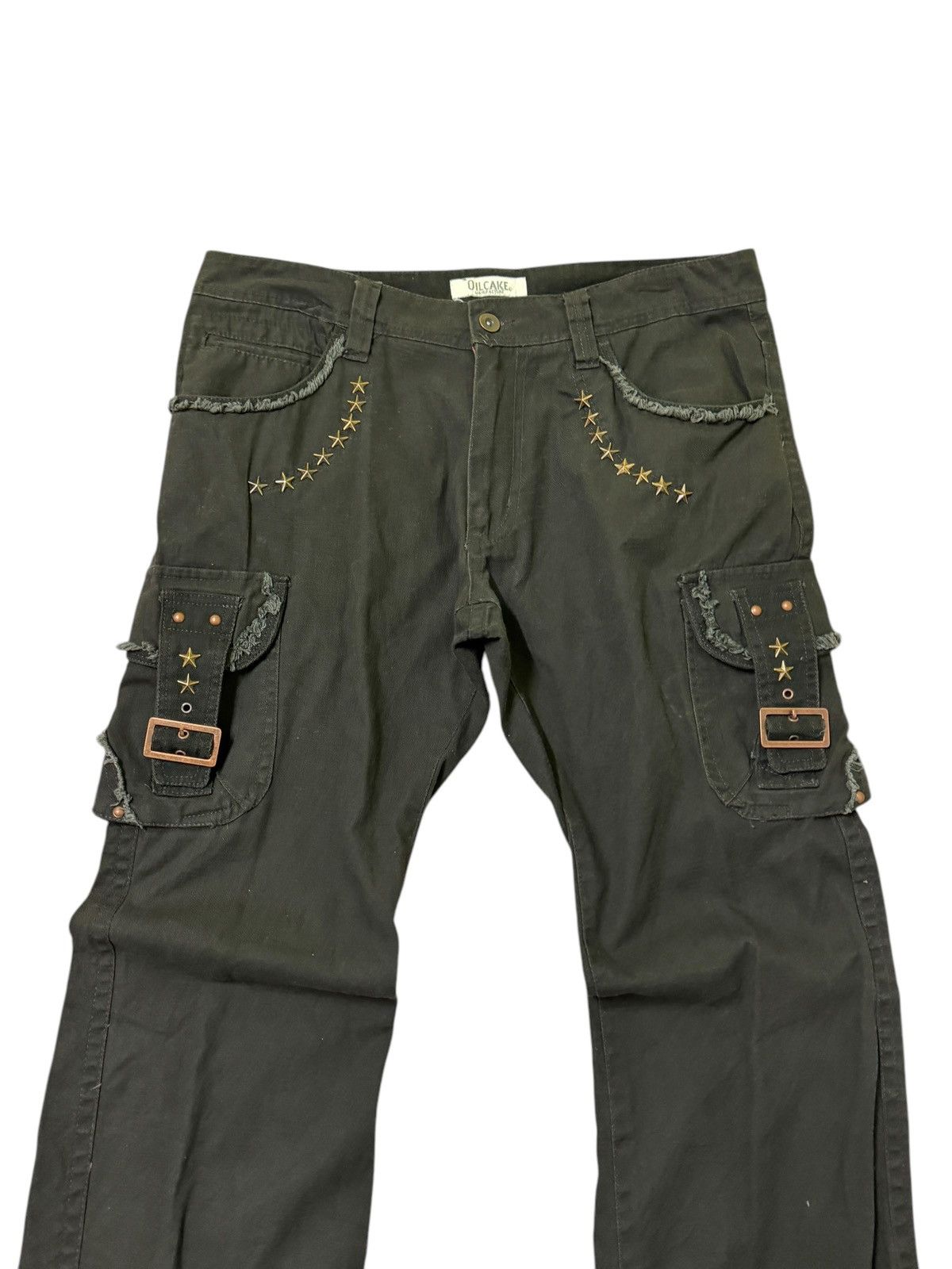 Japanese Brand Vintage Flare Oilcake Bondage Studded Pocket Cargo Pant Size US 33 - 3 Thumbnail