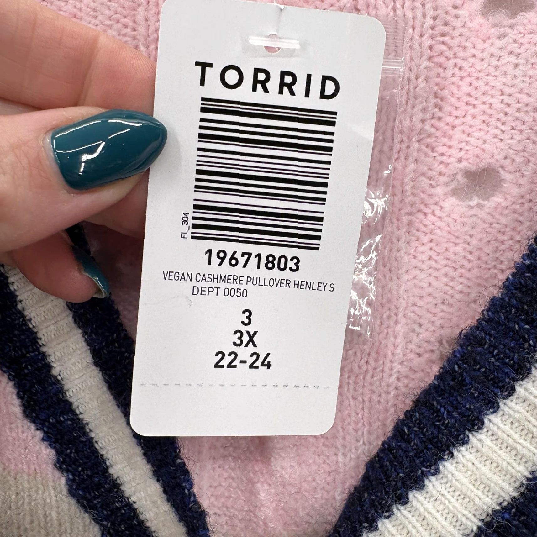 Torrid VINTAGE Torrid Sweater Womens 3X Pink Henley V-Neck Cable Knit Striped Balloon Sleeve Size XXL / US 16-18 / IT 52-54 - 5 Thumbnail