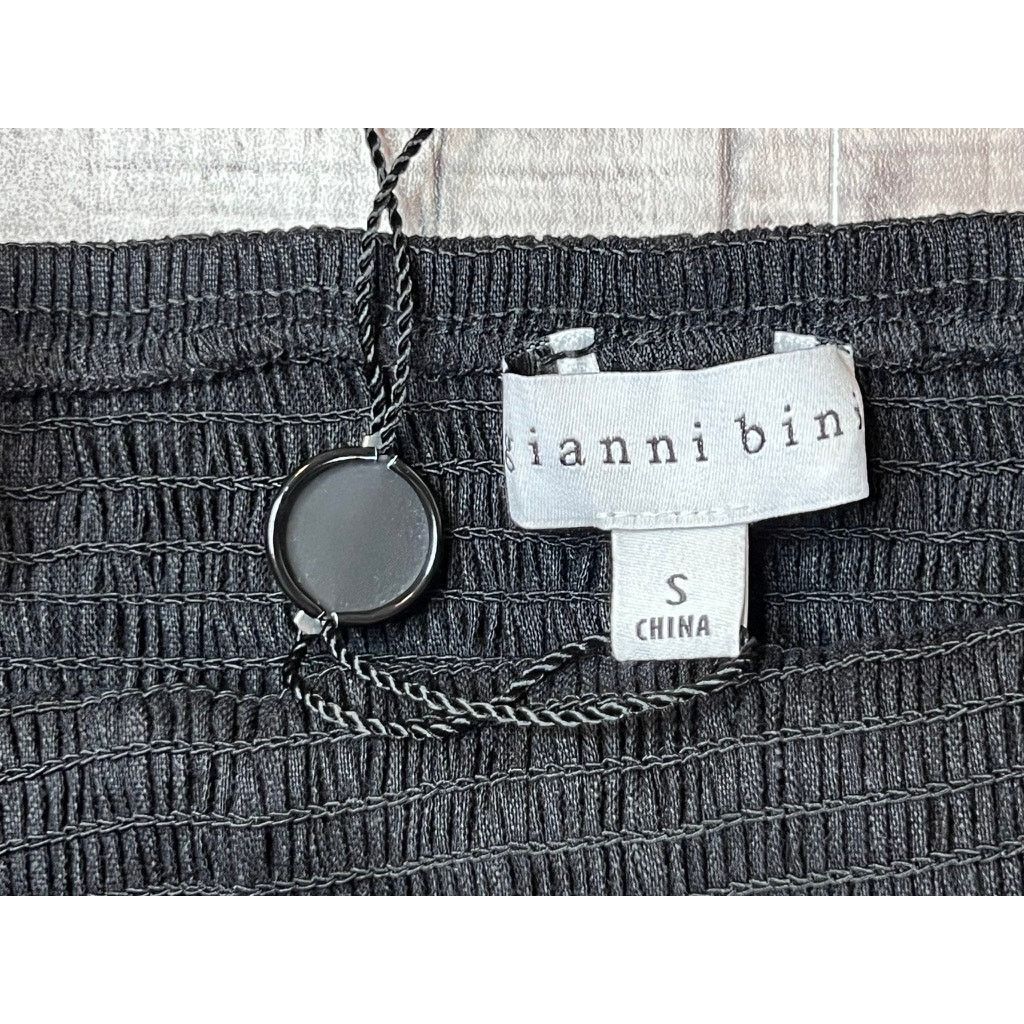 Other Gianni Bini $79 Angel Blouse Smocked Black Linen Blend SMALL Size S / US 4 / IT 40 - 5 Thumbnail
