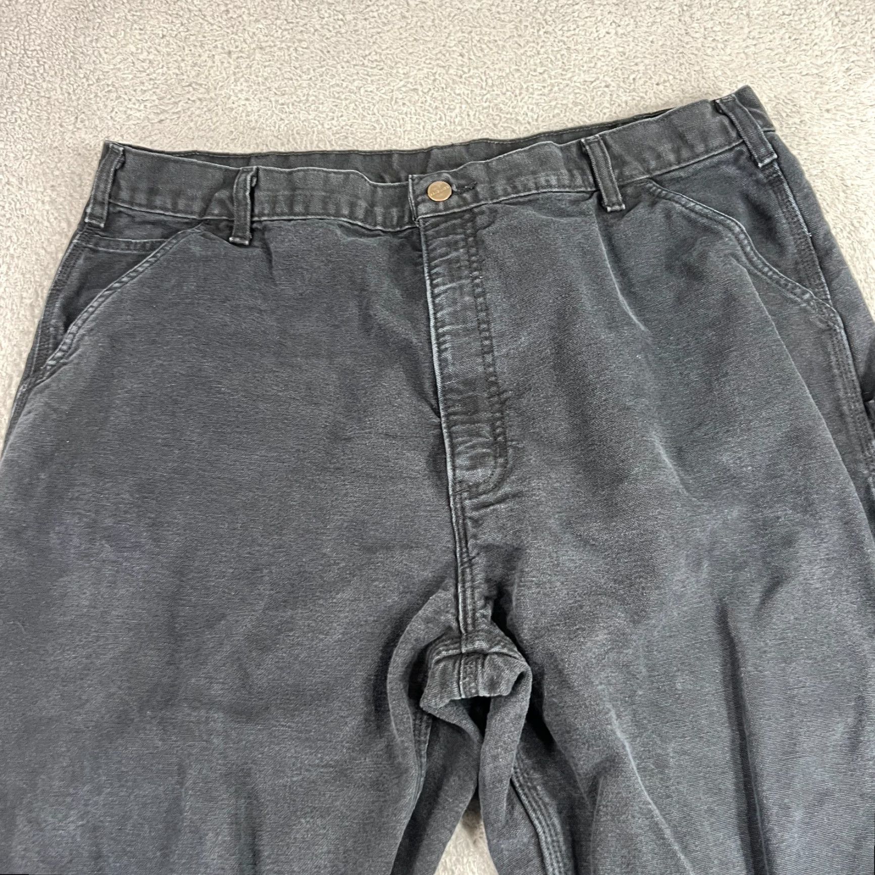 Carhartt Carhartt Pants Mens 39x29 Black Carpenter Canvas 5-Pocket Straight 29 Inseam Original Size 40 Beltless Workwear Vintage No Lined Plaid B111-BLK Size US 39 - 3 Thumbnail