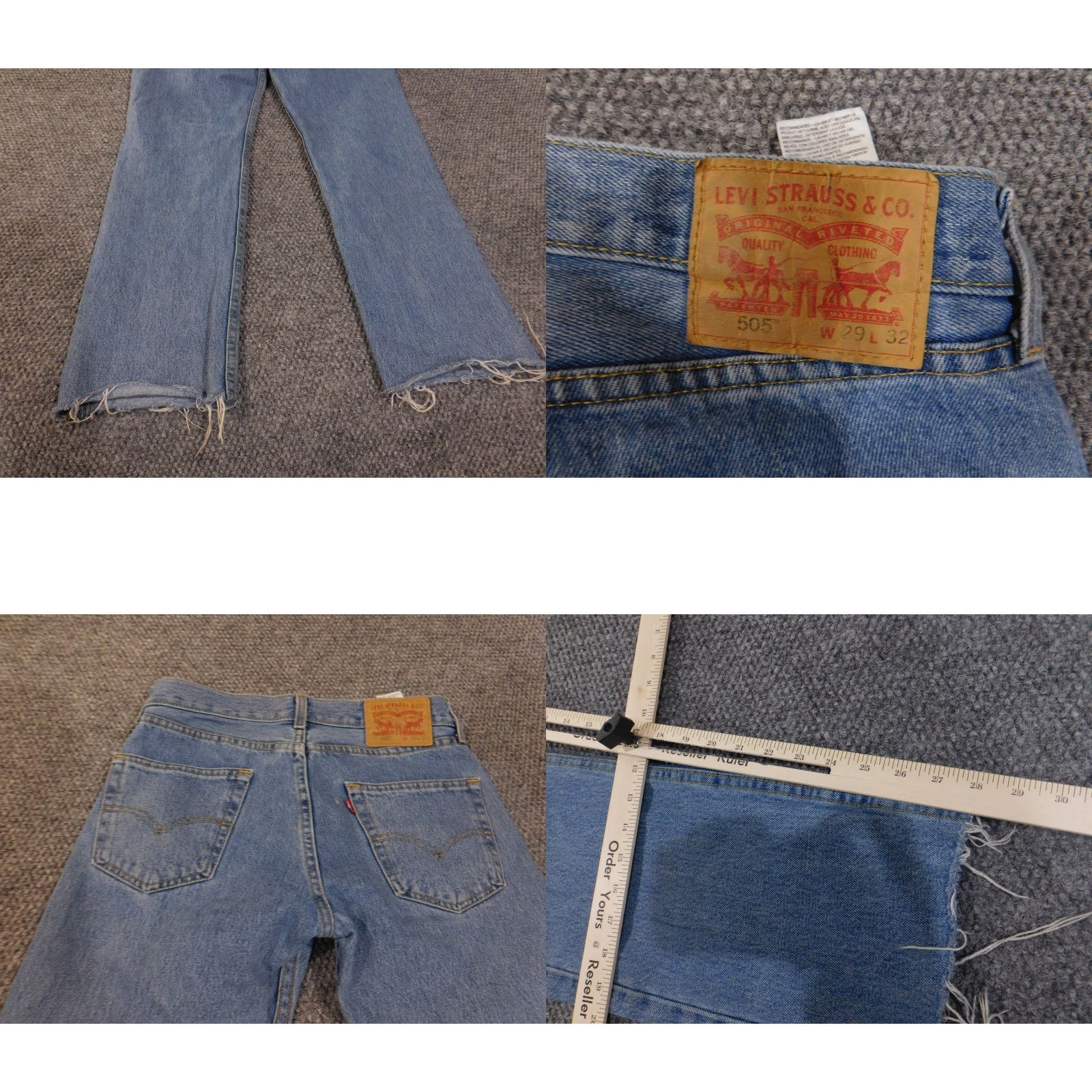 Levi's Levi's Jeans 505 Mens 29x32 Blue Denim Distressed Straight Leg Button Fly Raw Hem Vintage? No — Actually Vintage: No Size US 29 - 8 Thumbnail