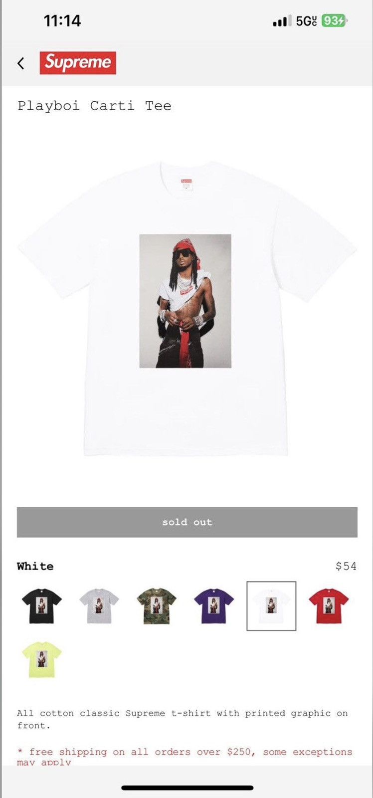 Supreme Supreme carti tee (white) Size US M / EU 48-50 / 2 - 1 Thumbnail