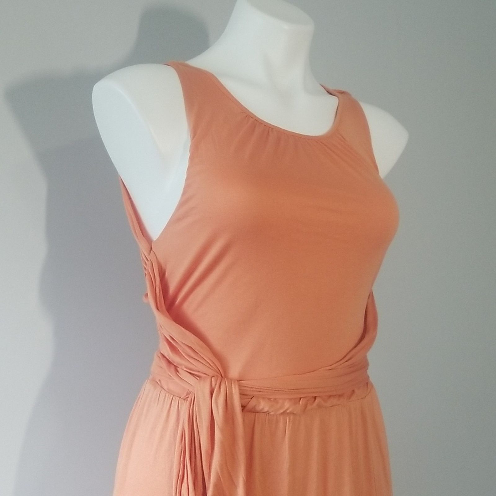 Ann Taylor Ann Taylor Petite Orange Coral Tie Waist Sheath Midi Dress Size M / US 6-8 / IT 42-44 - 2 Thumbnail