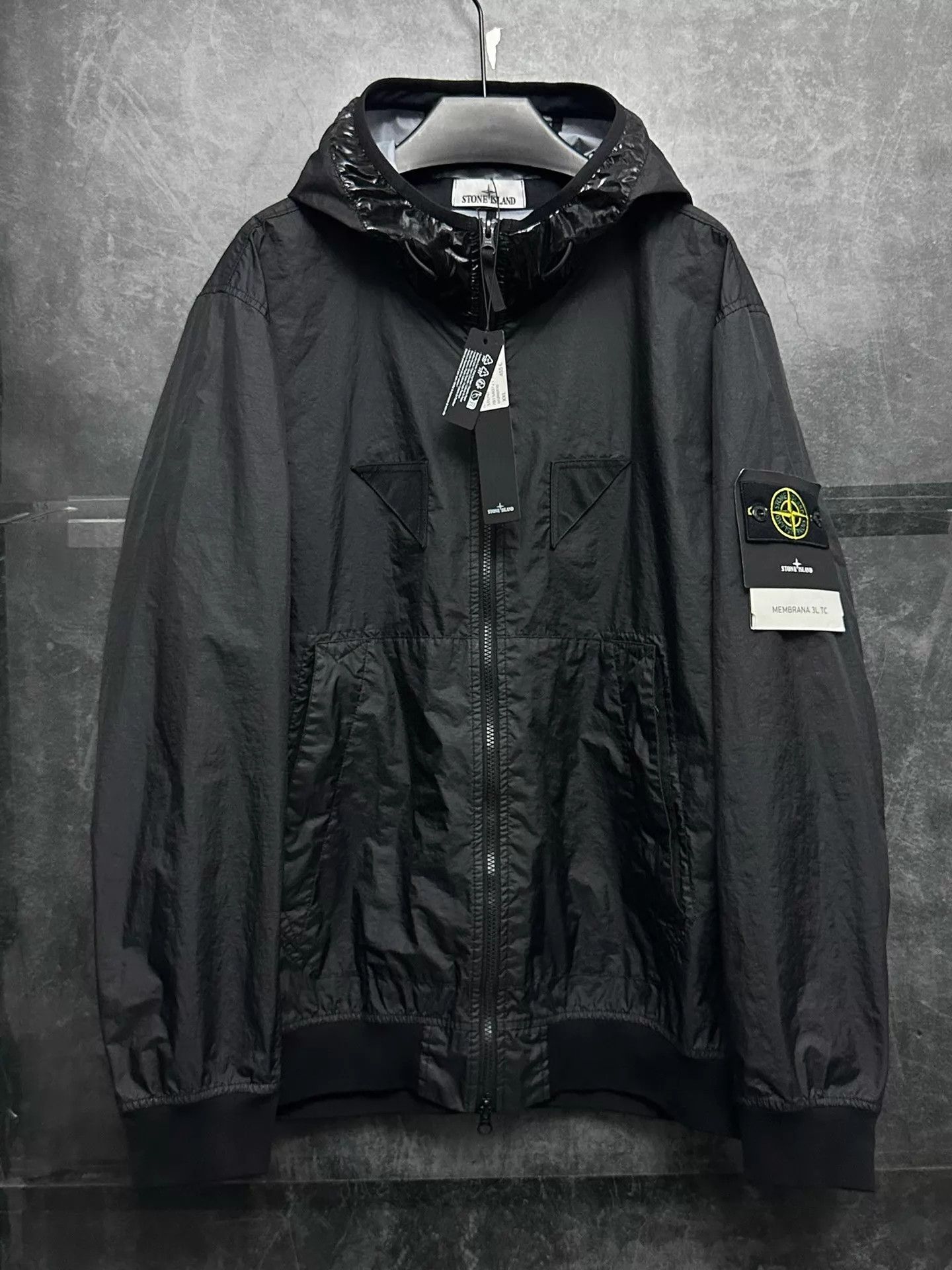 Stone Island Stone Island 23ss MEMBRANA 3LTC Hooded Jacket Black XXL New Size US XXL / EU 58 / 5 - 1 Thumbnail
