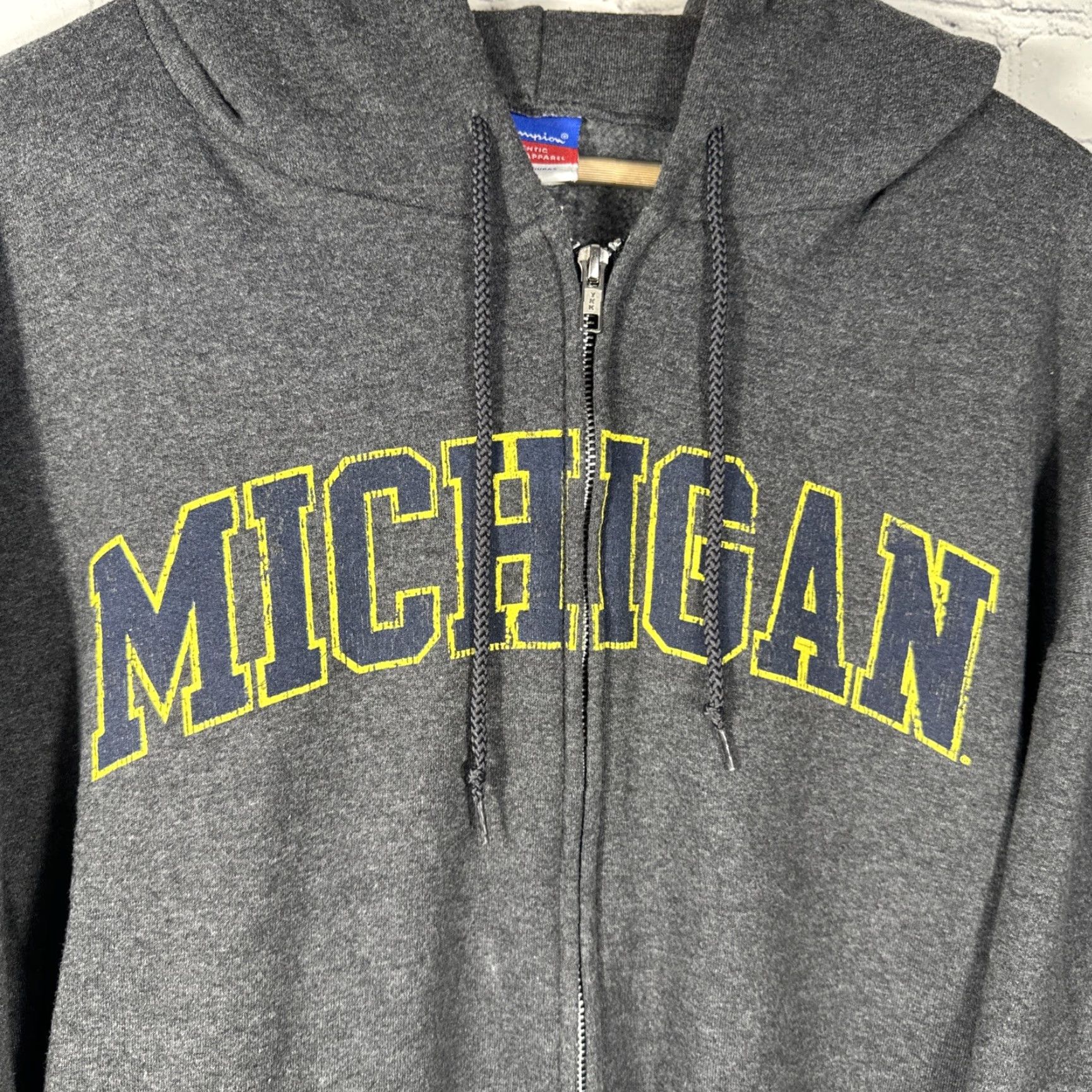 Champion CHAMPION Michigan Wolverines Hoodie XXL Gray Full Zip Hoodie Kangaroo Pocket Size US XXL / EU 58 / 5 - 3 Thumbnail