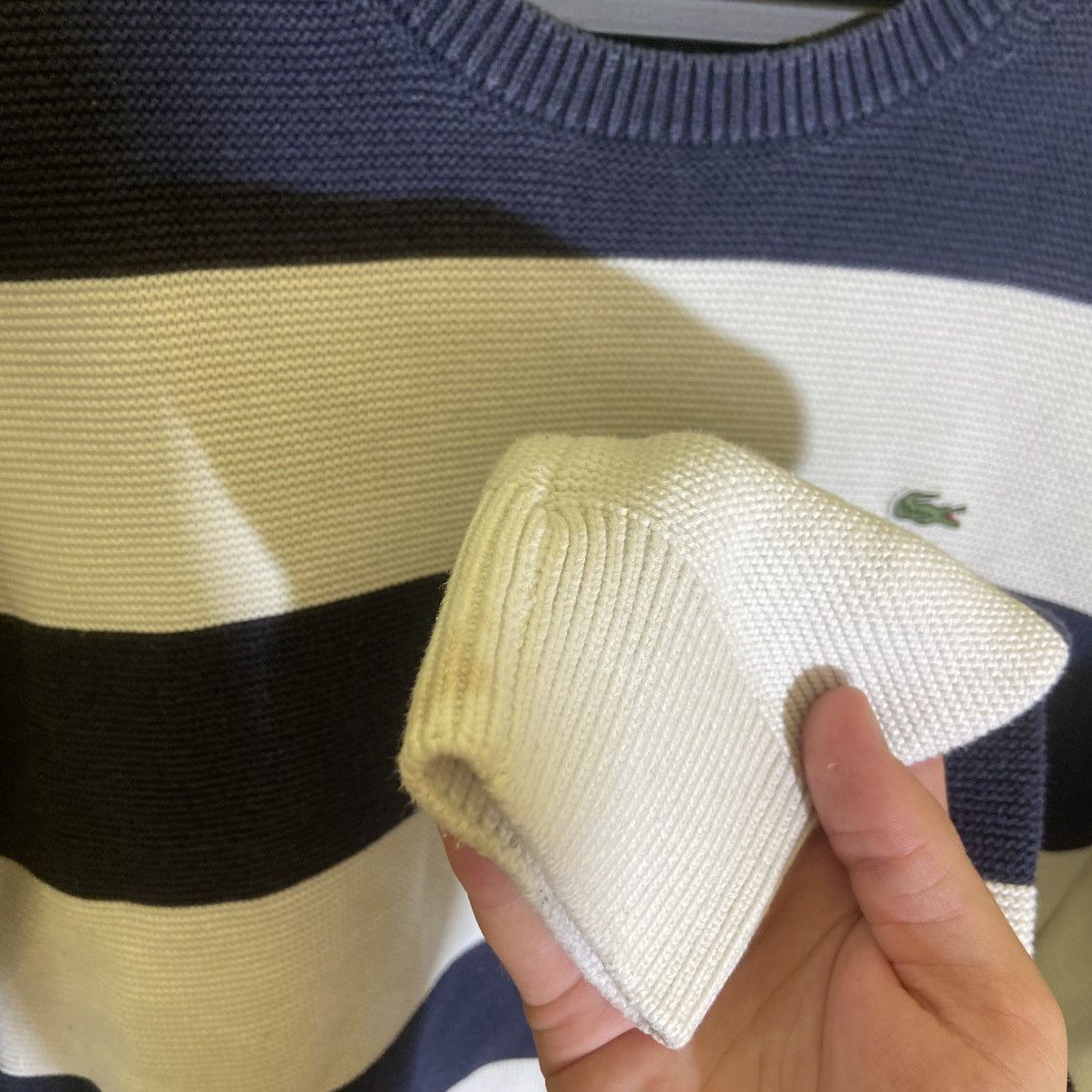 Lacoste 🔵 Lacoste Blue Striped Wool Sweater — L/5 Size US L / EU 52-54 / 3 - 4 Thumbnail