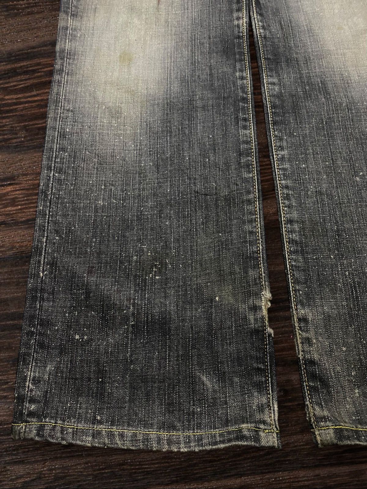 Japanese Brand Edwin 503 Denim Acid Wash Stain Distressed Loose Jeans Size US 30 / EU 46 - 9 Thumbnail