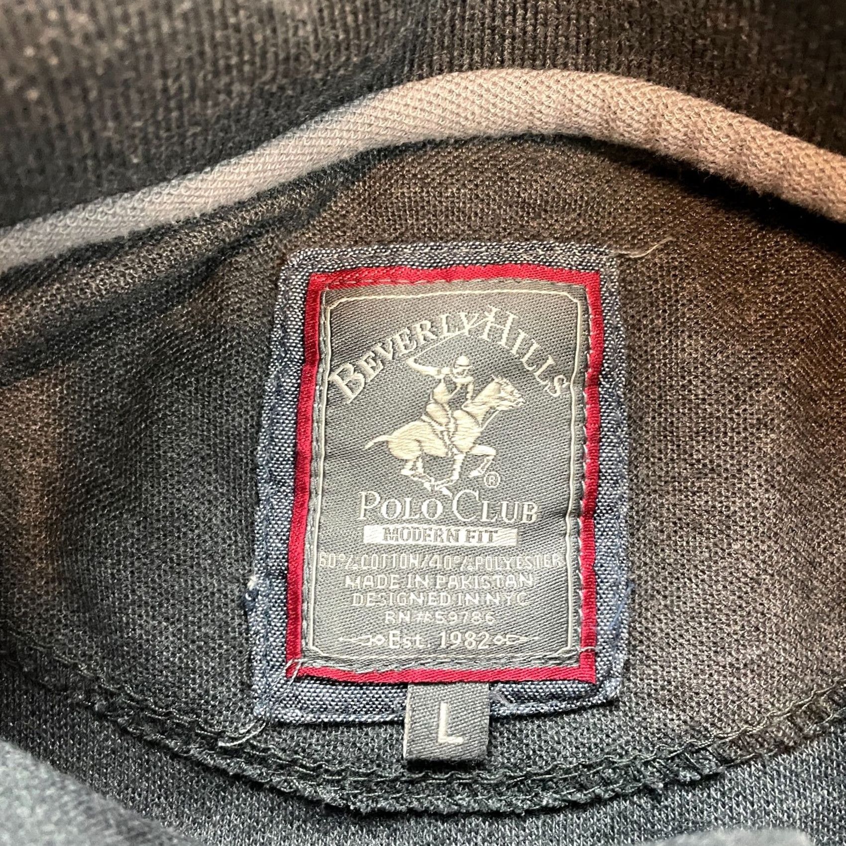 Beverly Hills Polo Club Beverly Hills Polo Club Shirt Mens L Dark Gray Knit Short Sleeve Polo Collared Regular Fit Size US L / EU 52-54 / 3 - 3 Thumbnail