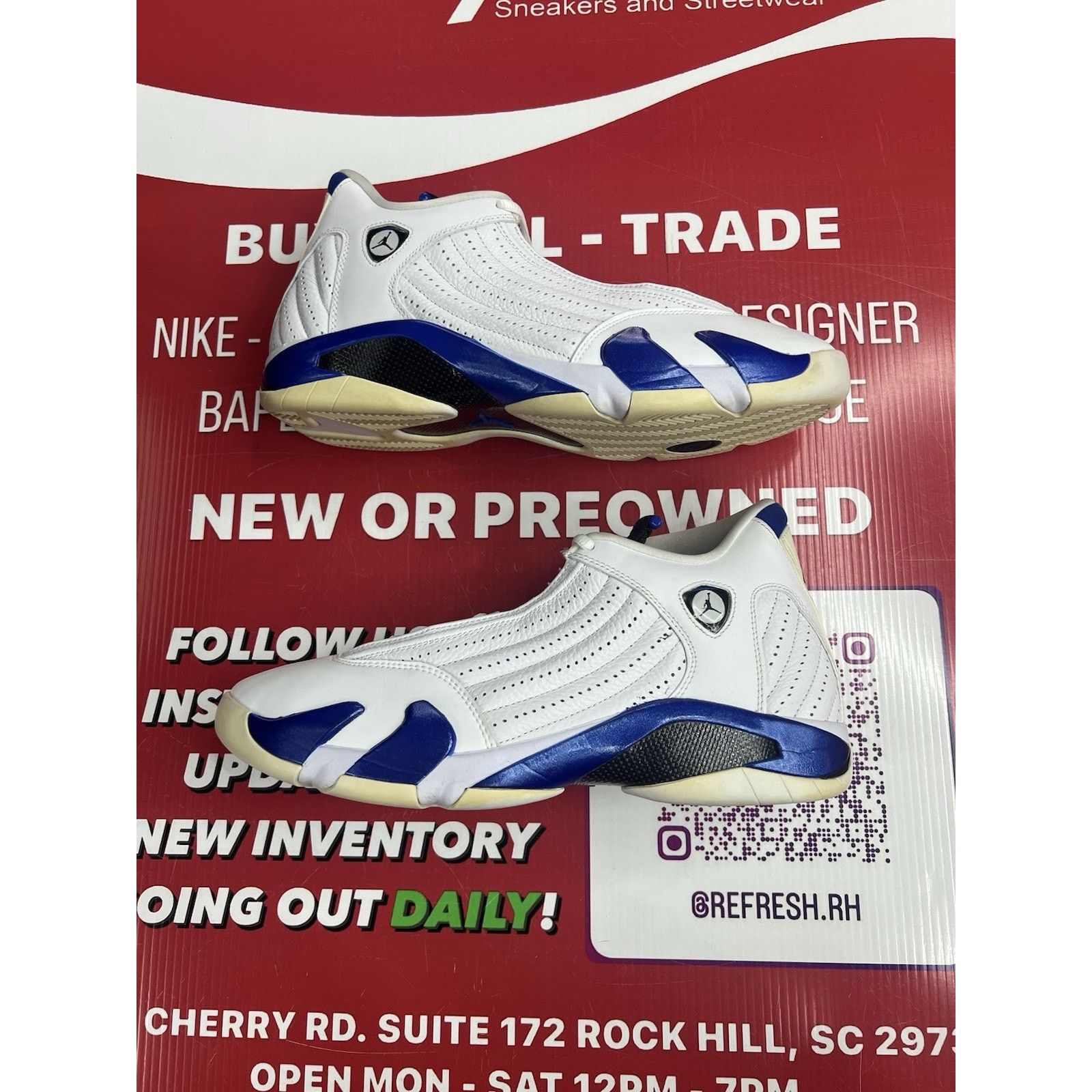 Jordan Brand Air Jordan 14 Retro White Hyper Royal Size 13 (487471-104) Size US 13 / EU 46 - 2 Thumbnail