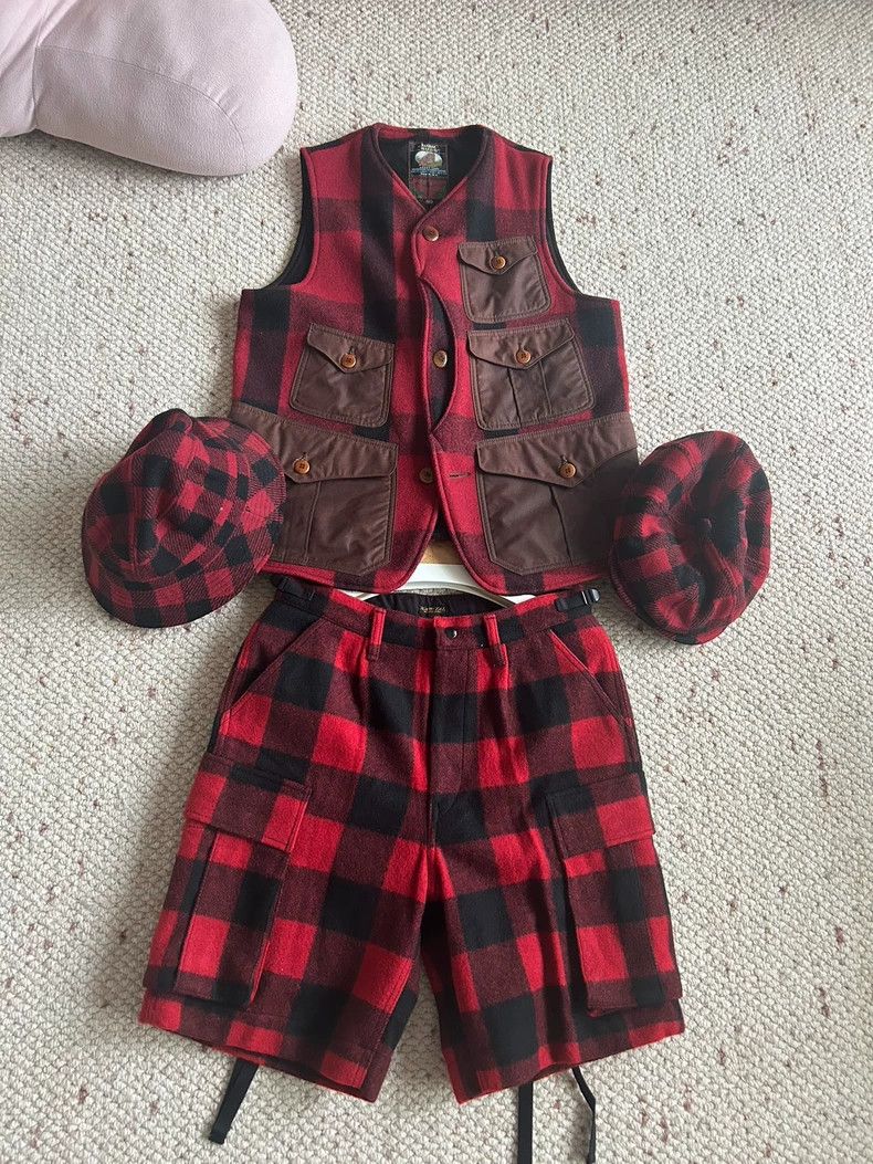 Freewheelers Red Checkered Vest and Shorts Set Size US M / EU 48-50 / 2 - 1 Thumbnail