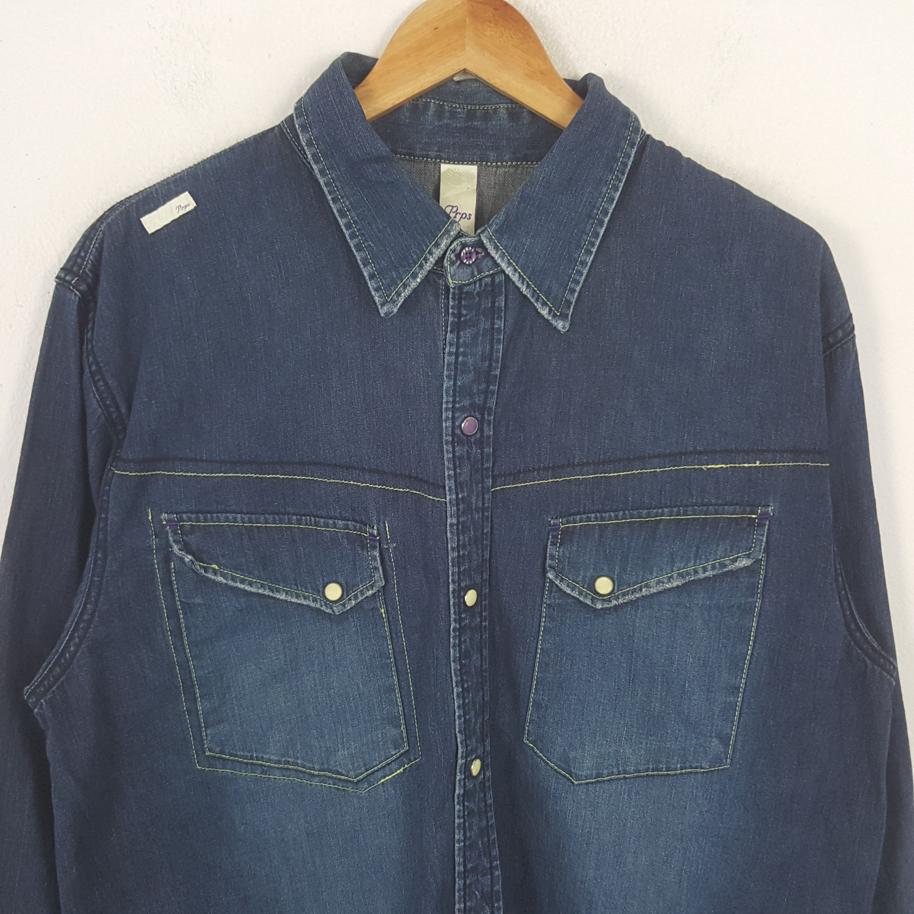 Prps Vintage PRPS Japanese Brand Denim Shirt RR8 Size US L / EU 52-54 / 3 - 2 Thumbnail