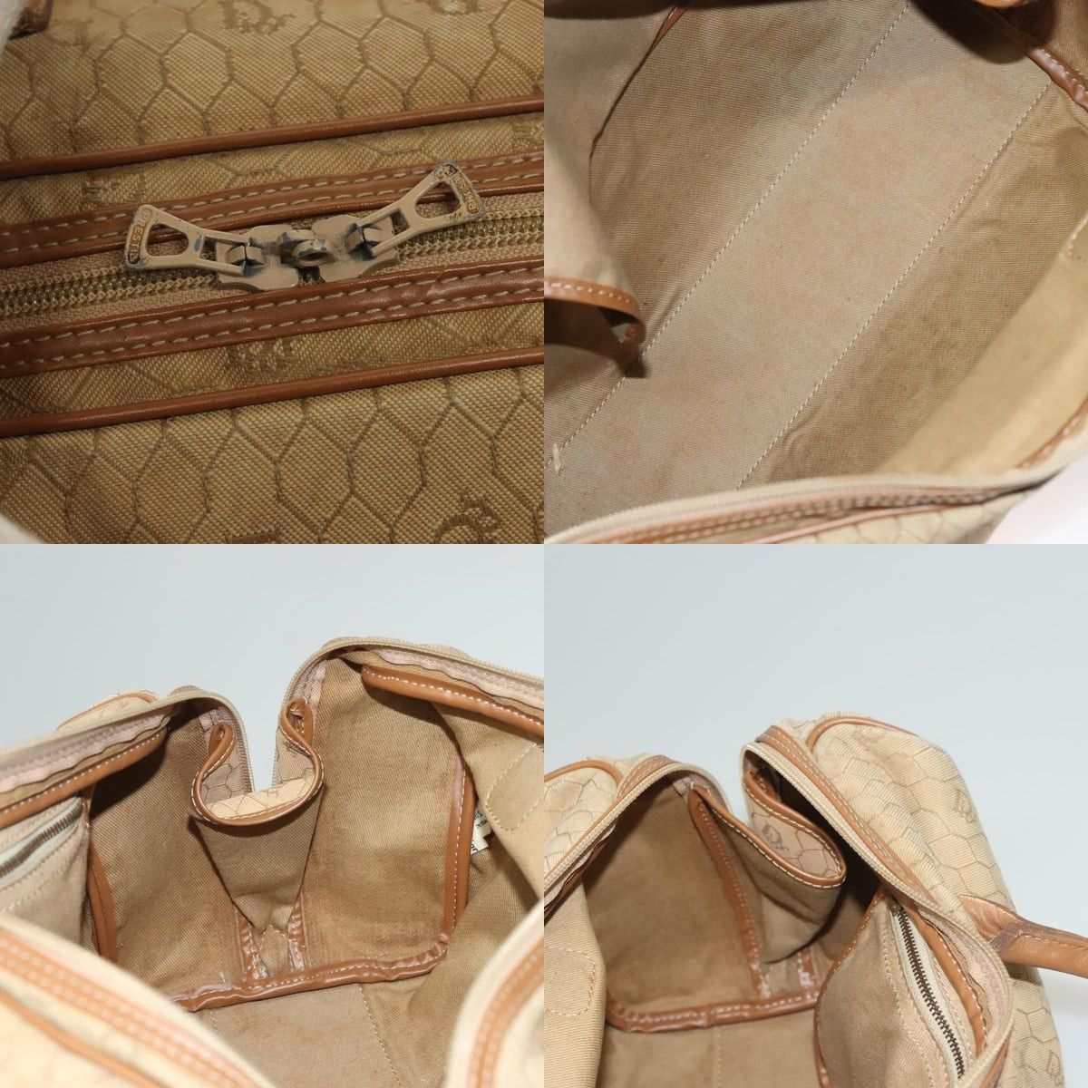 Dior DIOR Honeycomb Canvas Boston Bag Beige Size ONE SIZE - 11 Thumbnail
