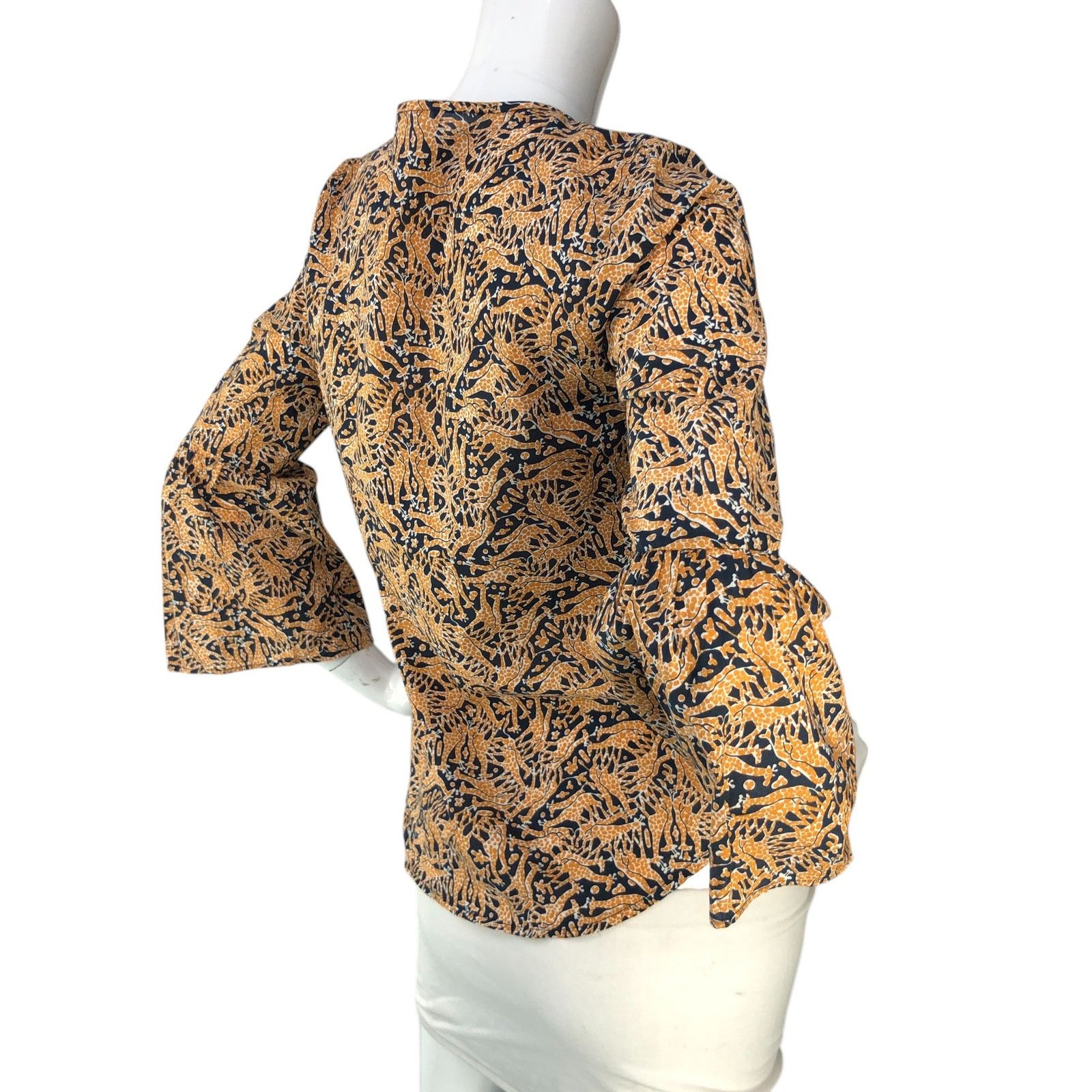 J.Crew J Crew Drake London Size 00 Blouse Giraffe Print Bell Sleeve Size XXS / US 00 / IT 34 - 8 Thumbnail
