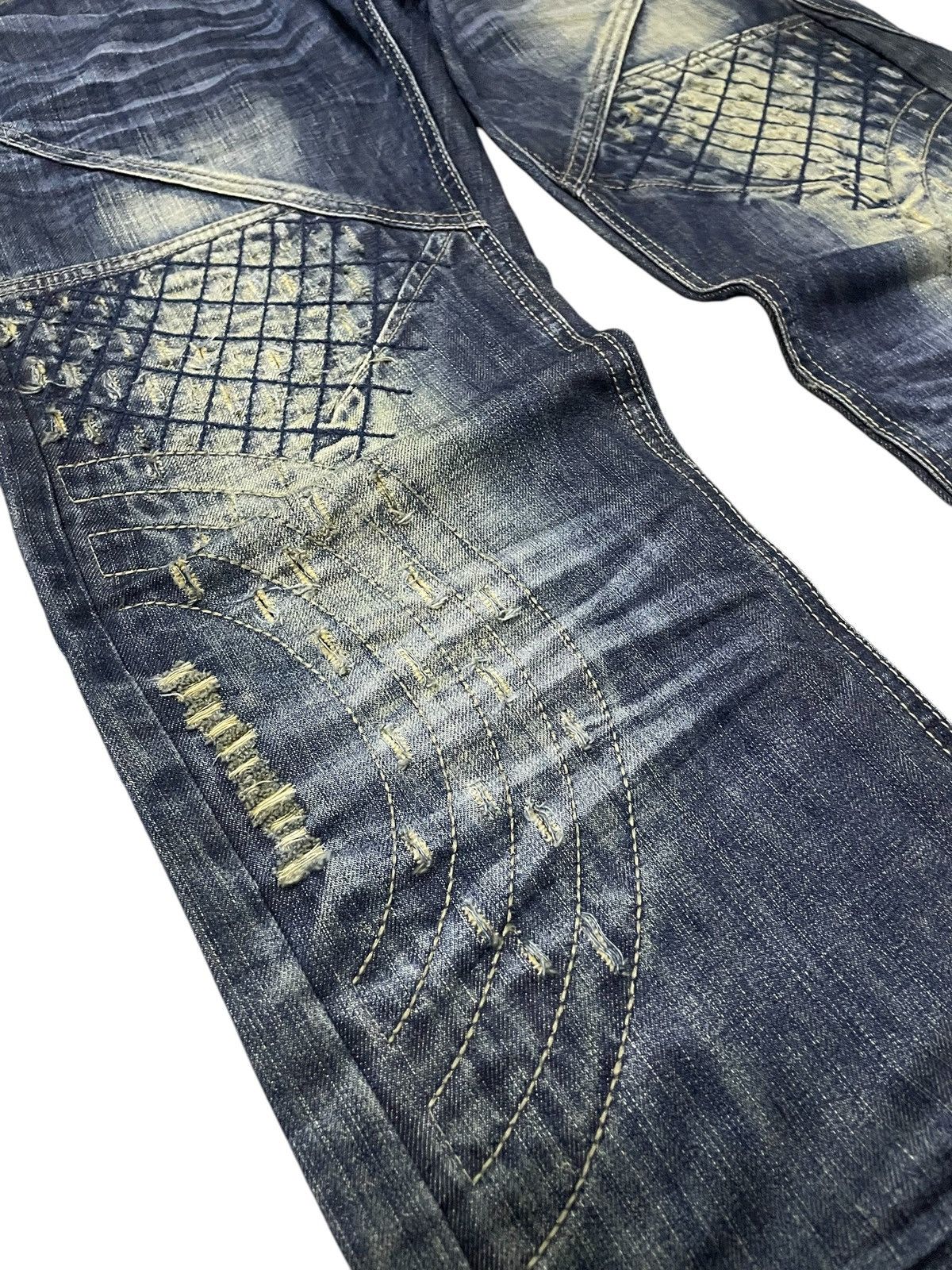 Japanese Brand Lemans Japan Asymmetrical Panel Heavy Stitch Boro Jeans Size US 32 / EU 48 - 8 Thumbnail