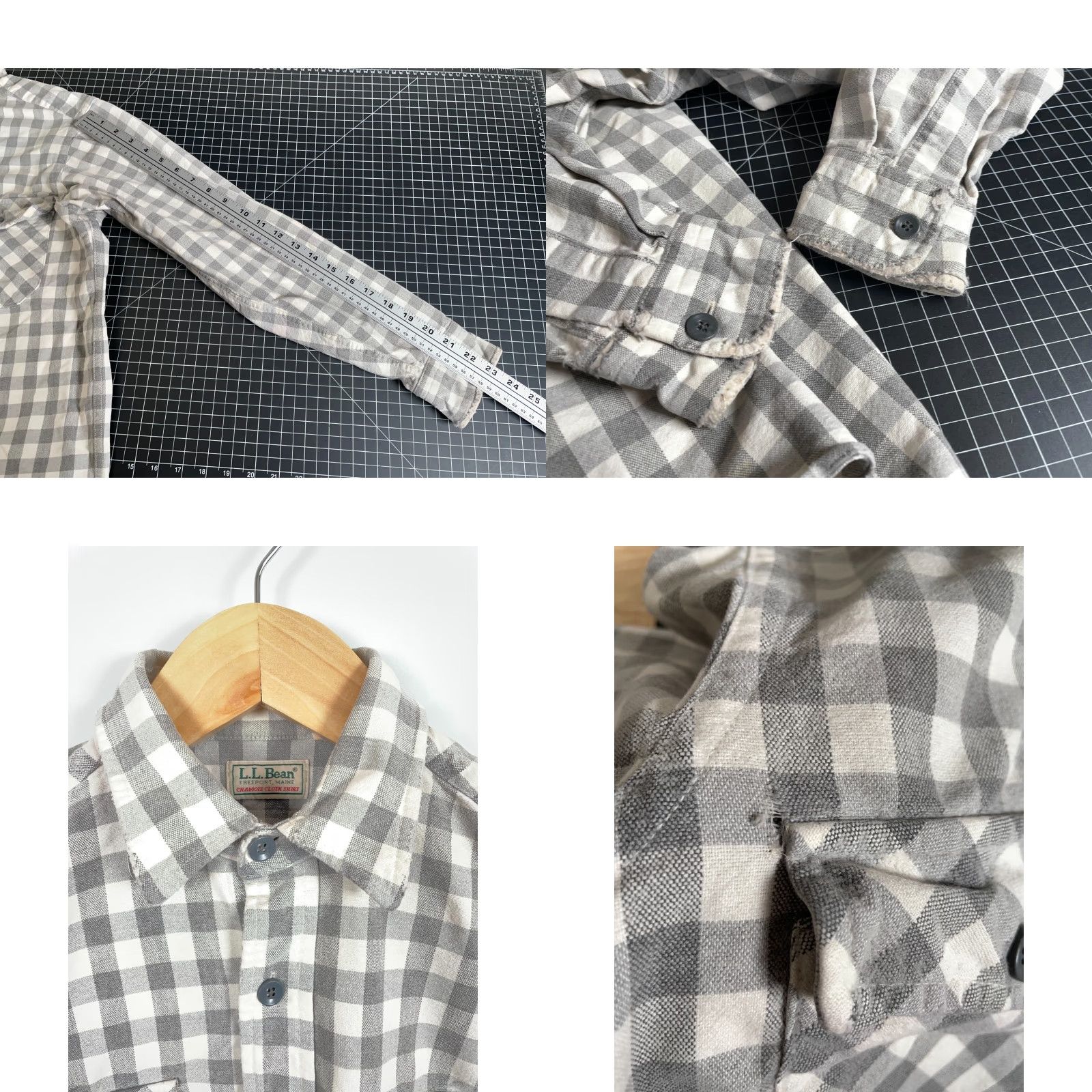 Vintage VINTAGE L.L. Bean Chamois Cloth Shirt Mens 15.5 Medium White Gray Check Button-Up Flannel - Cotton, USA Made Size US M / EU 48-50 / 2 - 8 Thumbnail