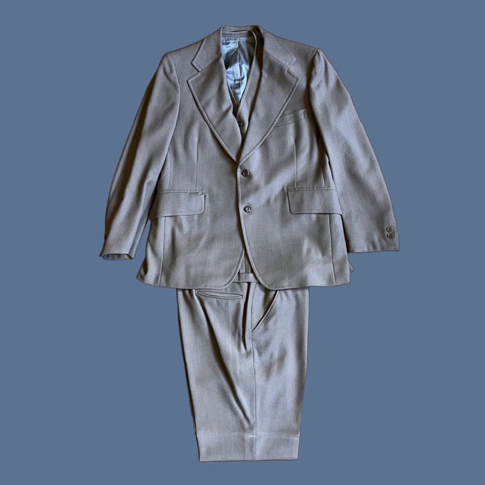 Hart Schaffner Marx VINTAGE Hart Schaffner & Marx Suits 3 Piece Beige Men’s 44L 36W Wool Solid Notch Lapel Two-Button Long Coat? Size 44R - 1 Thumbnail